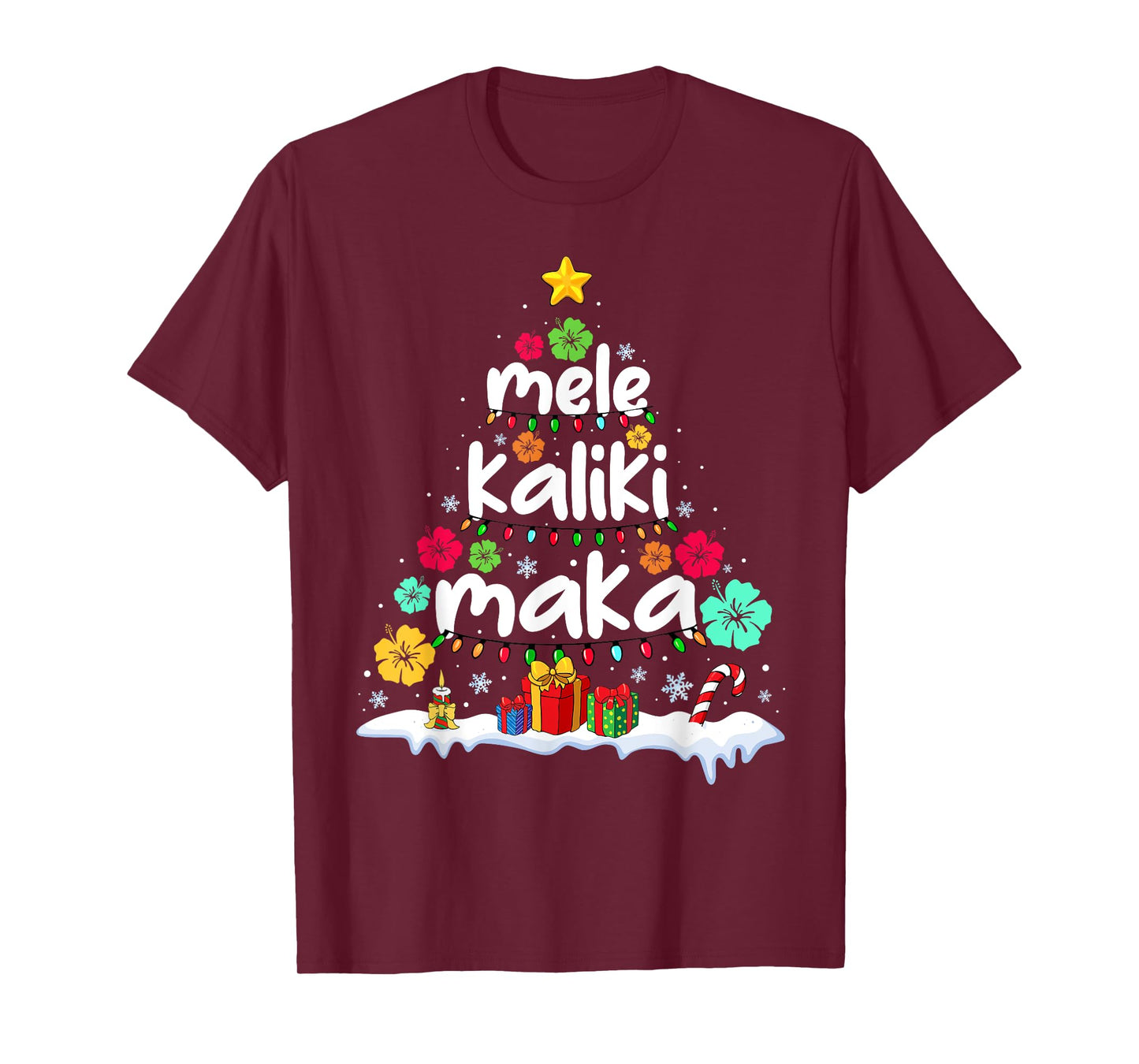 Mele Kalikimaka Tropical Christmas Hawaiian Santa Xmas Tree T-Shirt