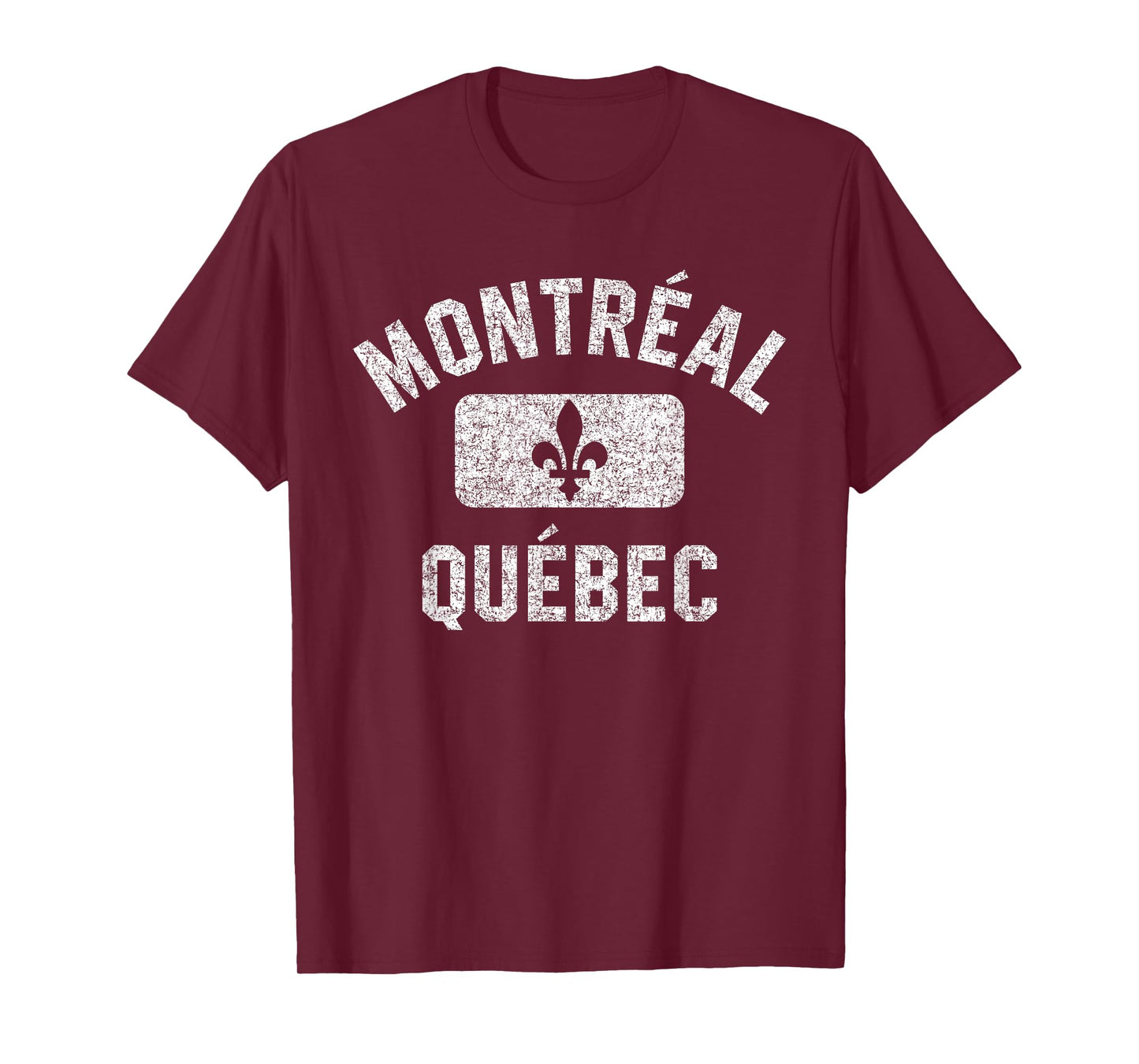 Montreal Fleur de Lys Gym Style Blue w Distress White Print T-Shirt