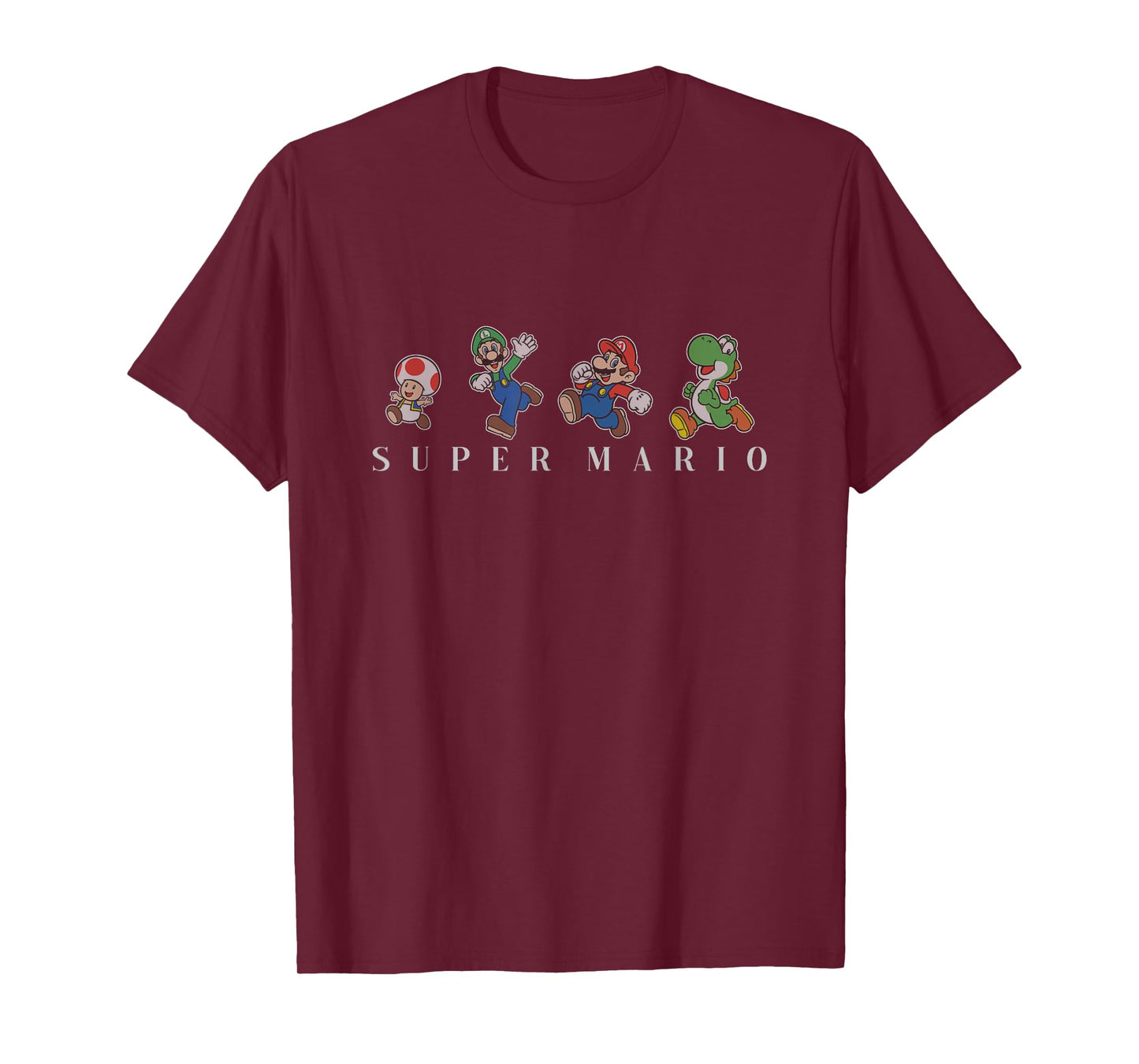 Super Mario Classic Character Line Up Simple Text T-Shirt