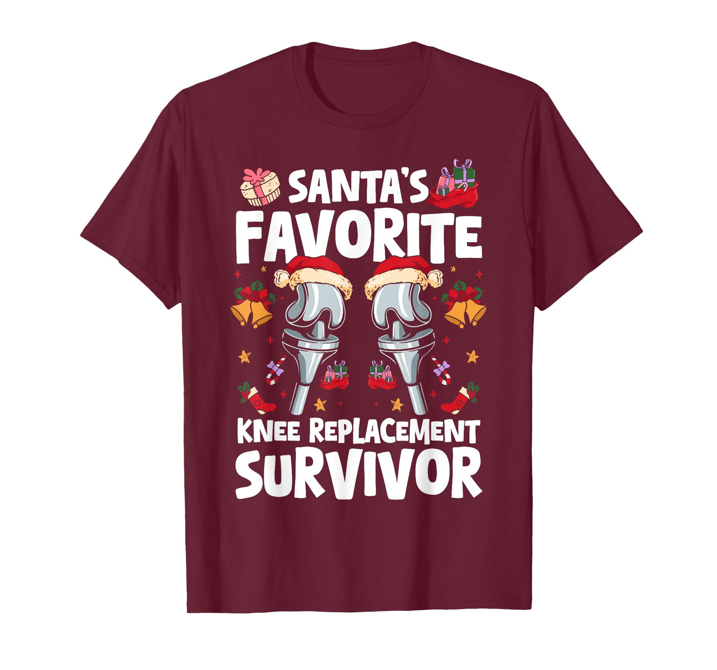 Santas Favorite Knee Replacement Survivor Surgery Xmas T-Shirt
