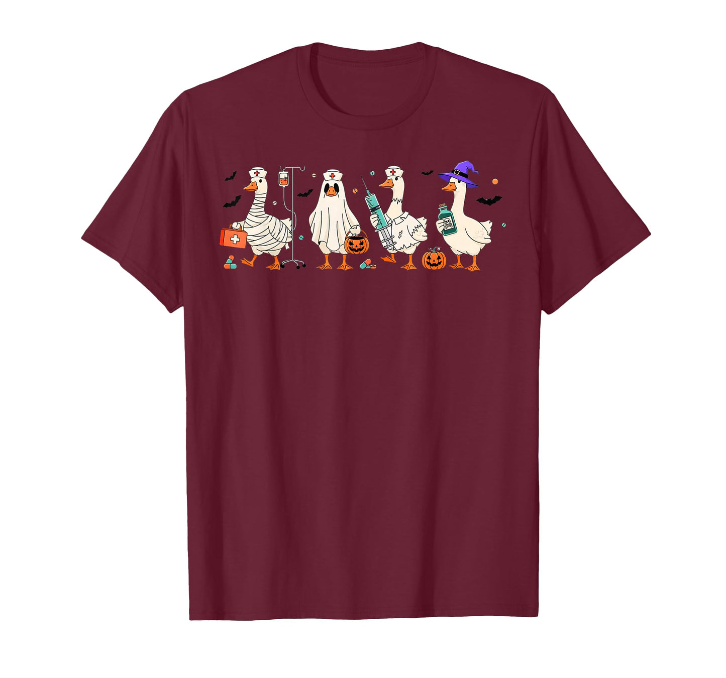 Cute Goose Nurse Halloween Costume Ghost Pumpkin Witch T-Shirt
