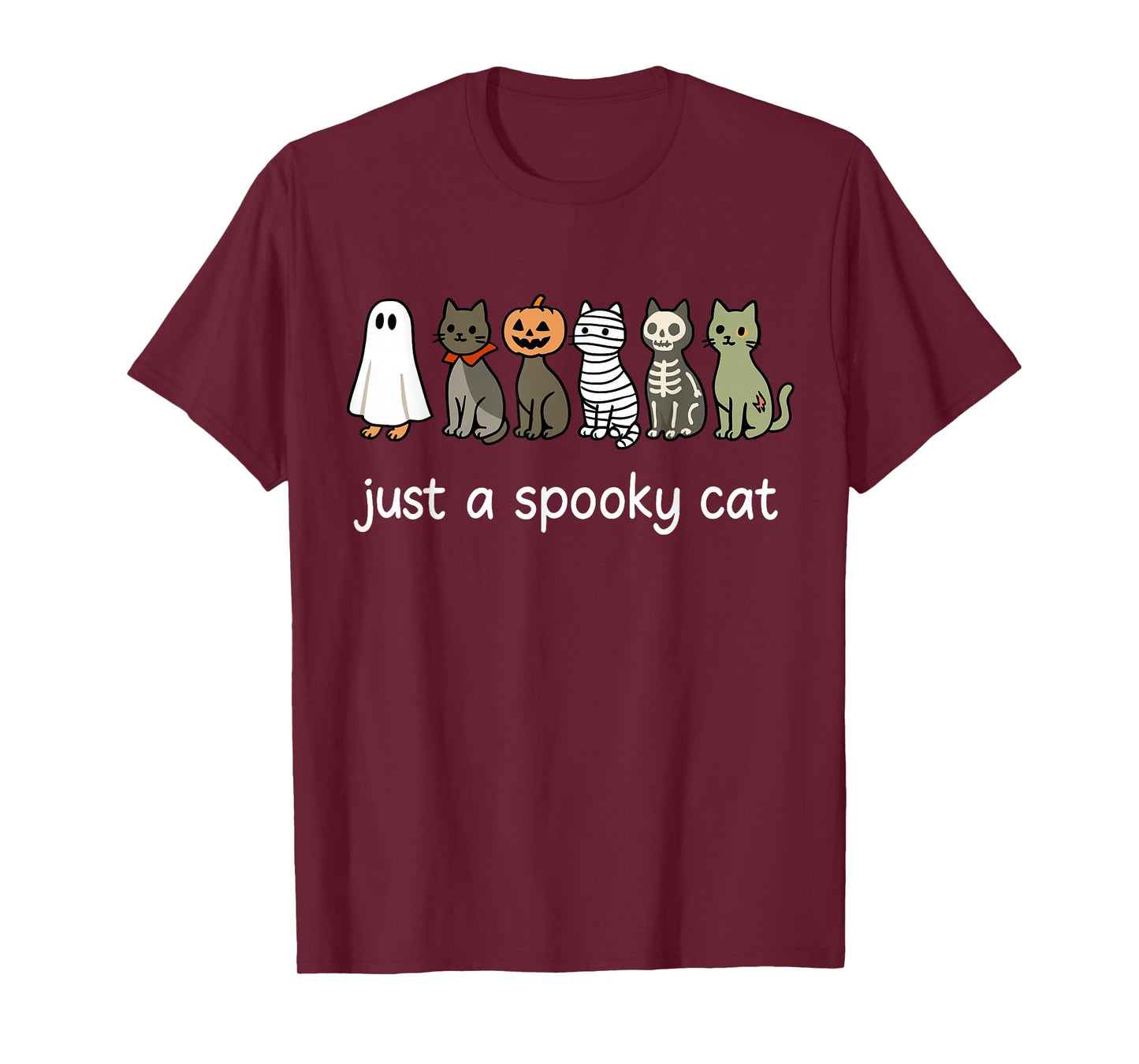 Just A Spooky Cat Cute Black Cats in Ghost Halloween T-Shirt