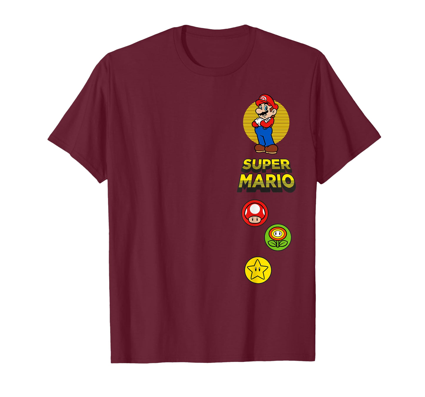 Super Mario Bros Power Up Vintage Game Icons T-Shirt