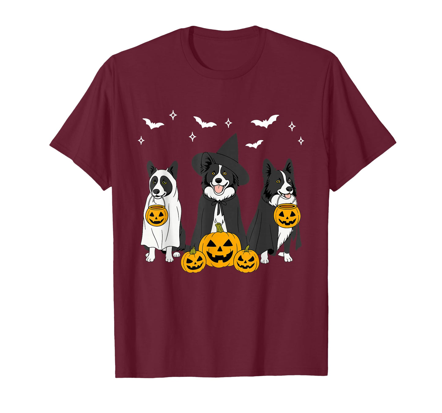 Witch Border Collie Halloween Ghost Border Collie Dog Mom T-Shirt