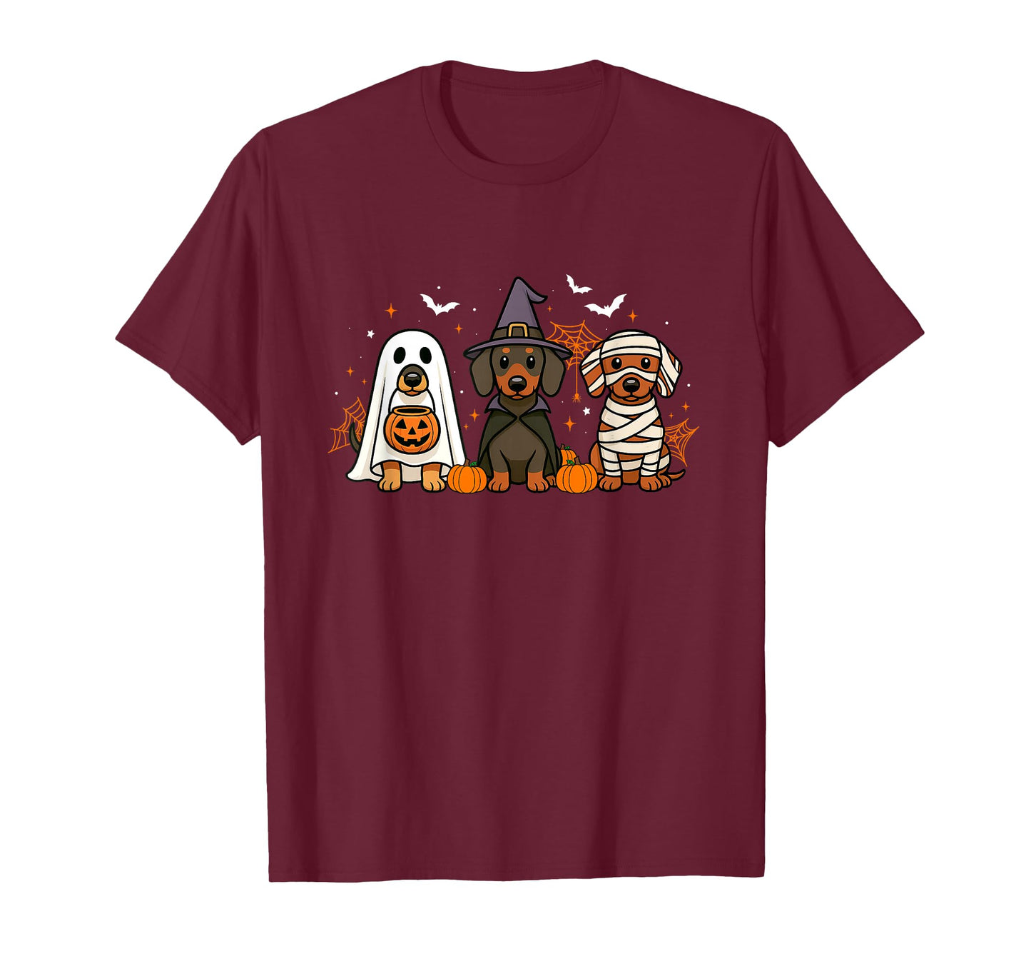 Funny Weiner Dog Ghost Witch Pumpkin Halloween Dachshund T-Shirt