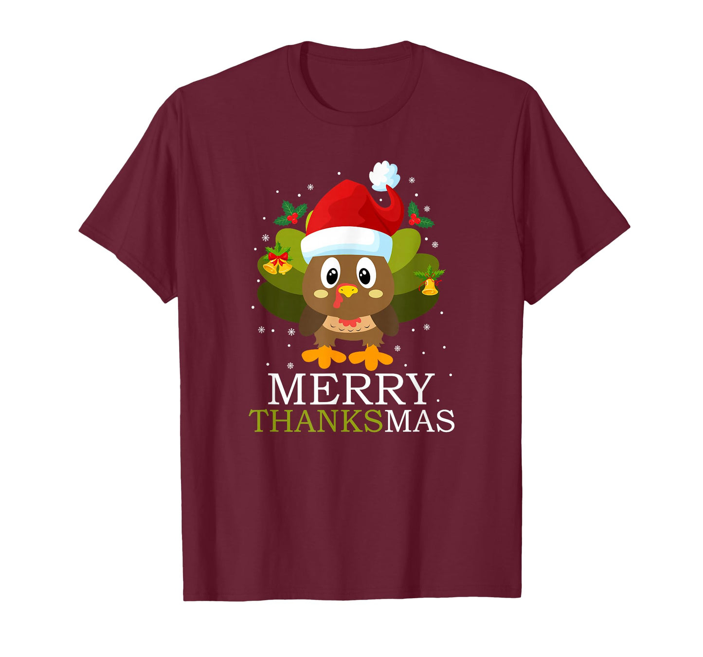 Merry Thanksmas Turkey Santa Hat Design T-Shirt