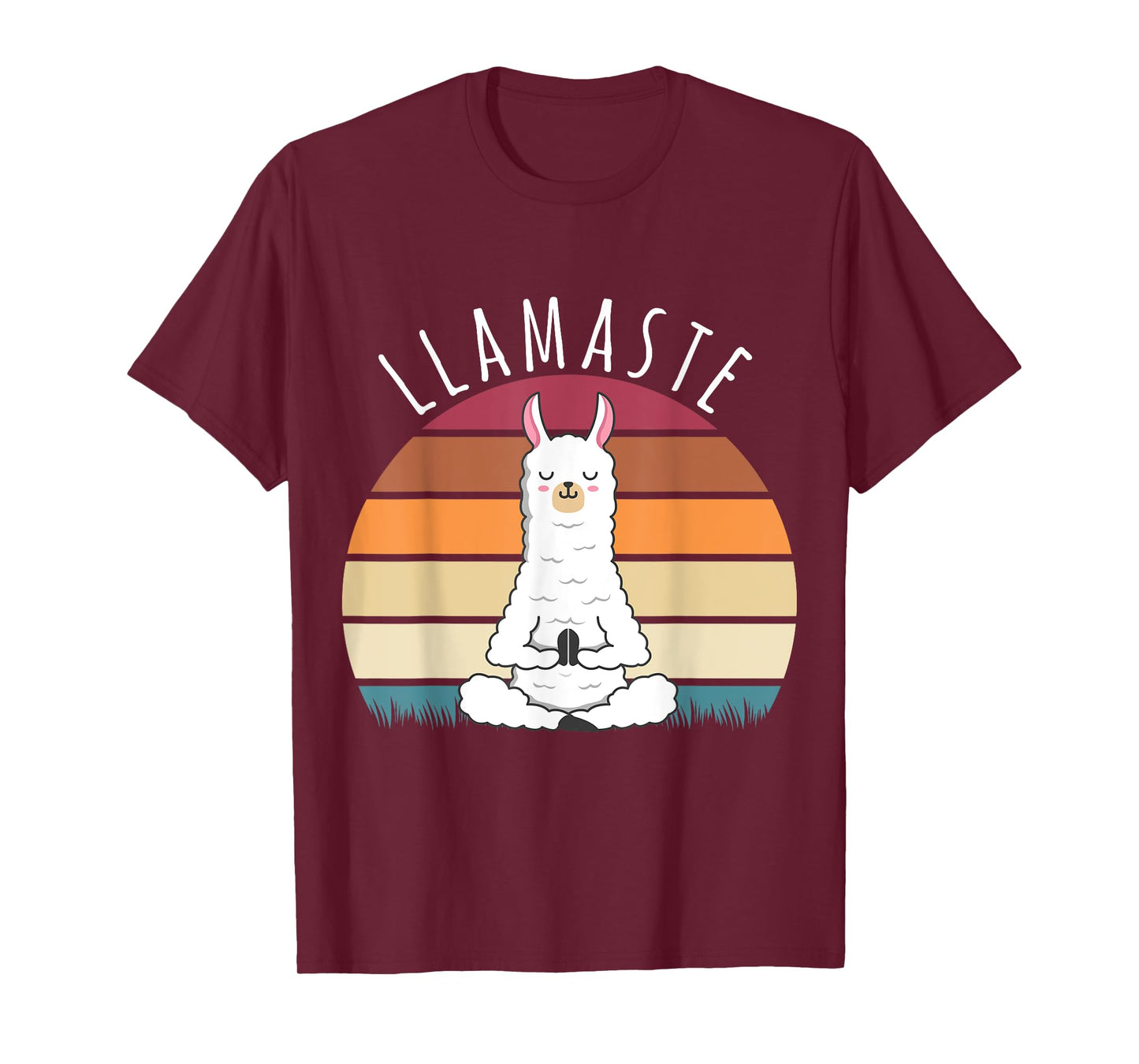 Funny Llama Llamaste Yoga Vintage Lama Yoga Pose Meditation T-Shirt