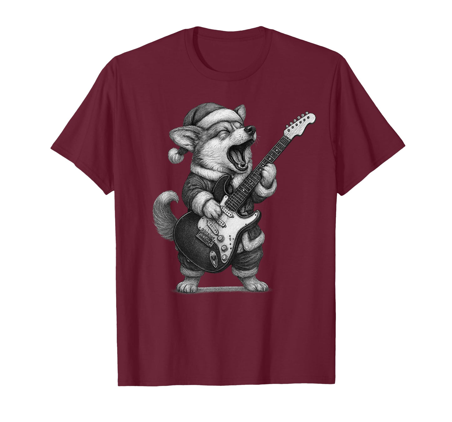 Corgi Playing Guitar Christmas Dog Lover T-Shirt