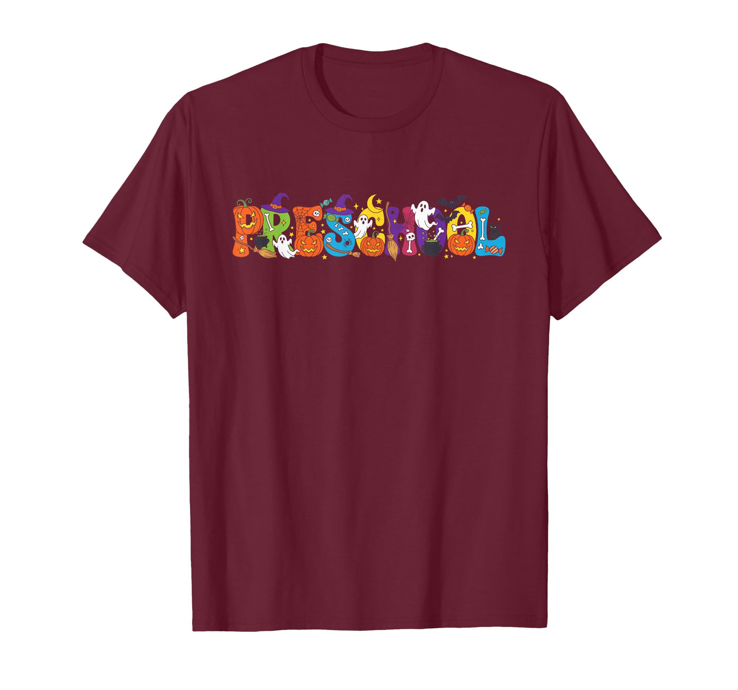 Preschool Pumpkin Ghost Skeleton Halloween Kids Mens Womens T-Shirt