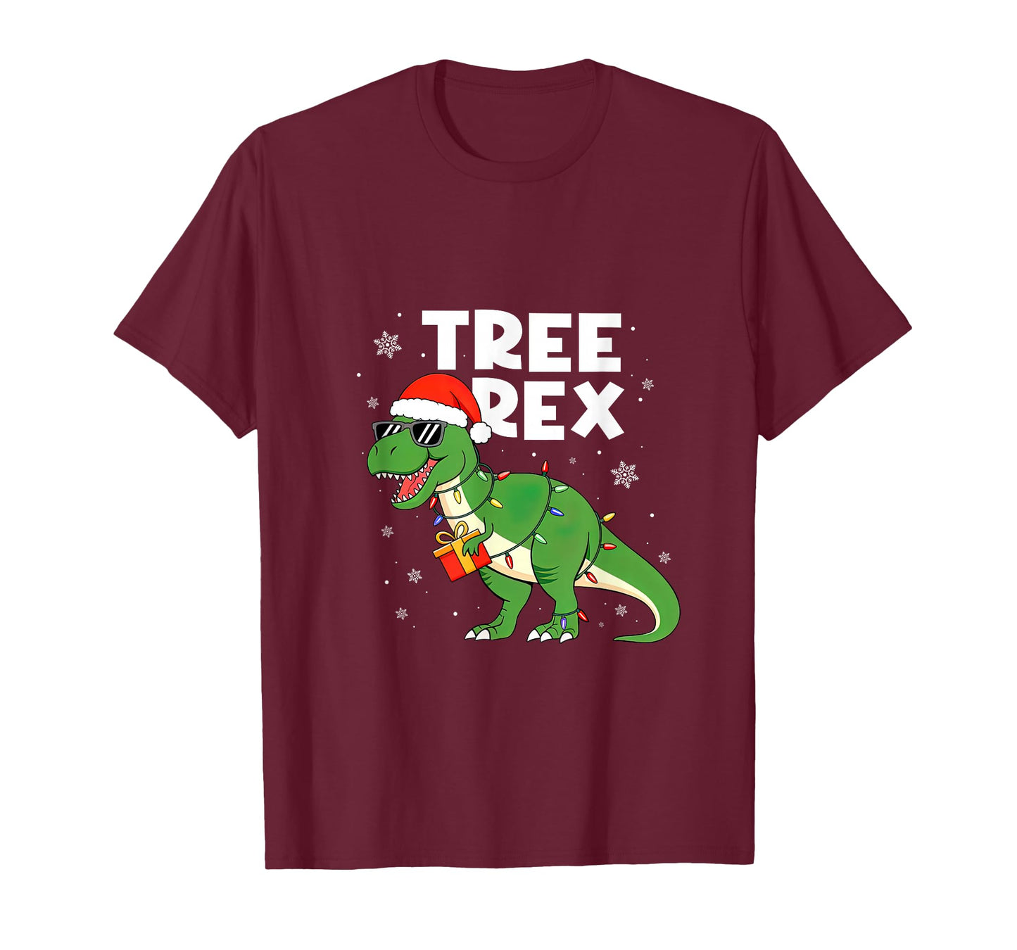 Dinosaur Christmas Tree Rex Boys Kids Men Xmas Pajamas T-Shirt