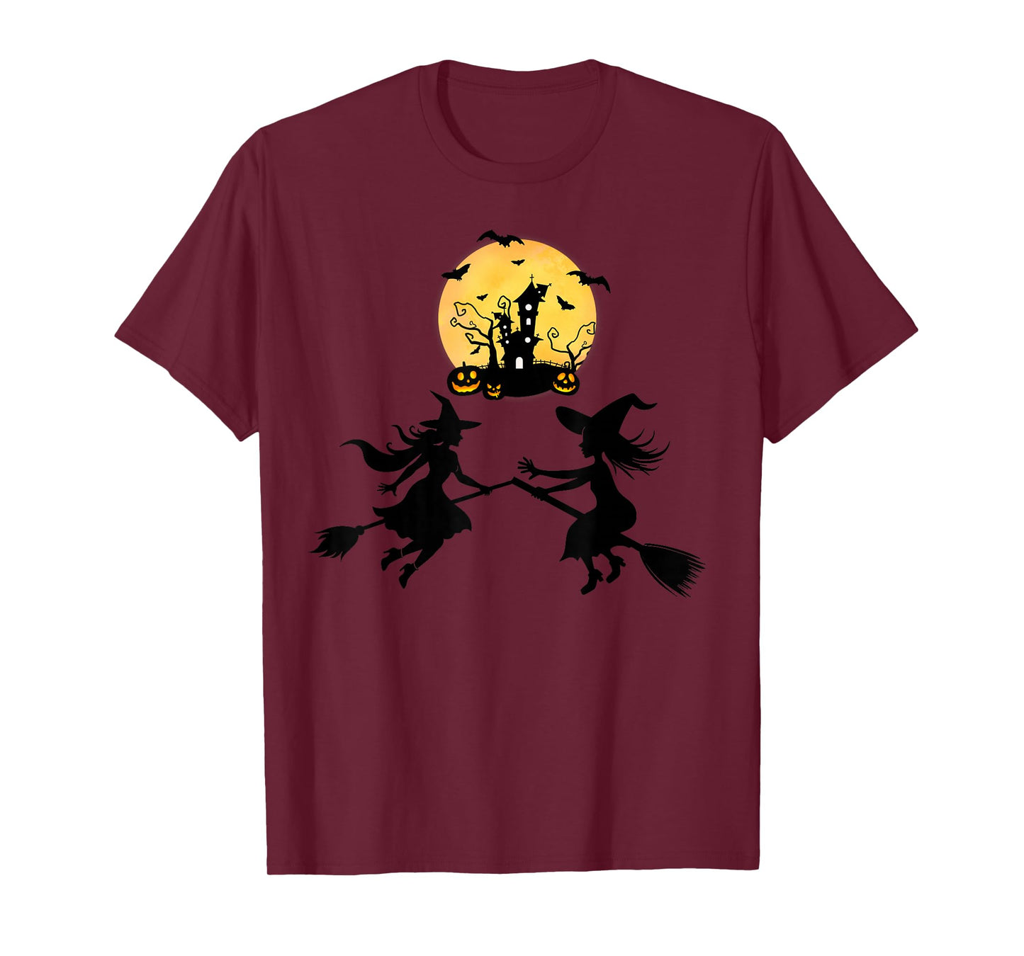 Witch Party Under The Full Moon Flying Witches Halloween T-Shirt