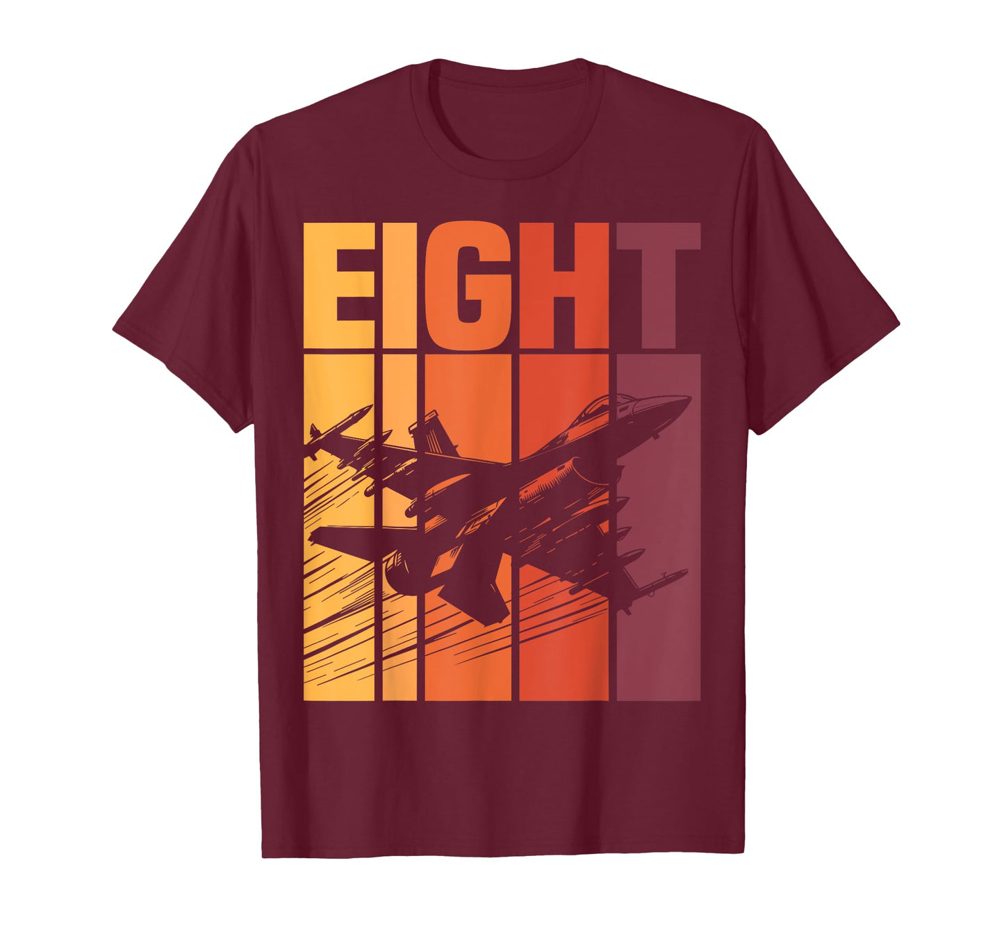 Military Fighter Jet Retro Eight Year Old Boys 8th Birthday T-Shirt
