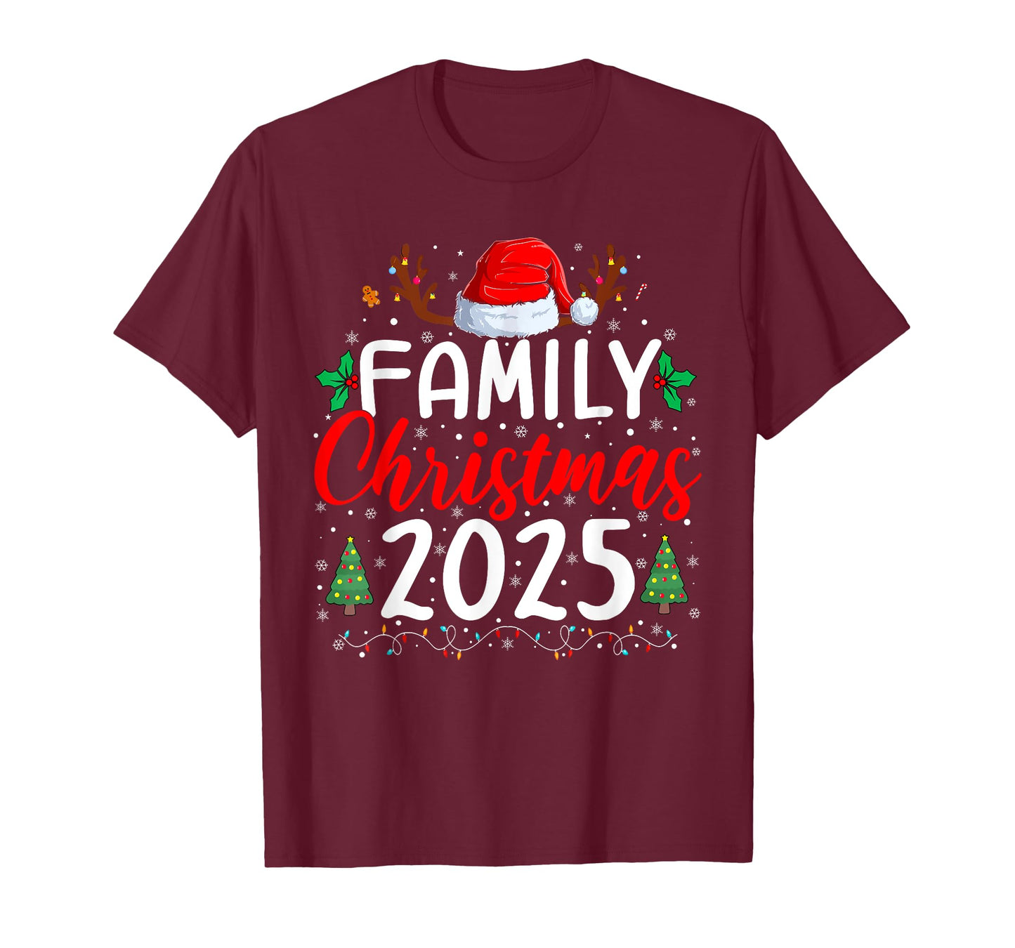 Family Christmas 2025 Xmas Lights Santa Pajamas Holiday T-Shirt