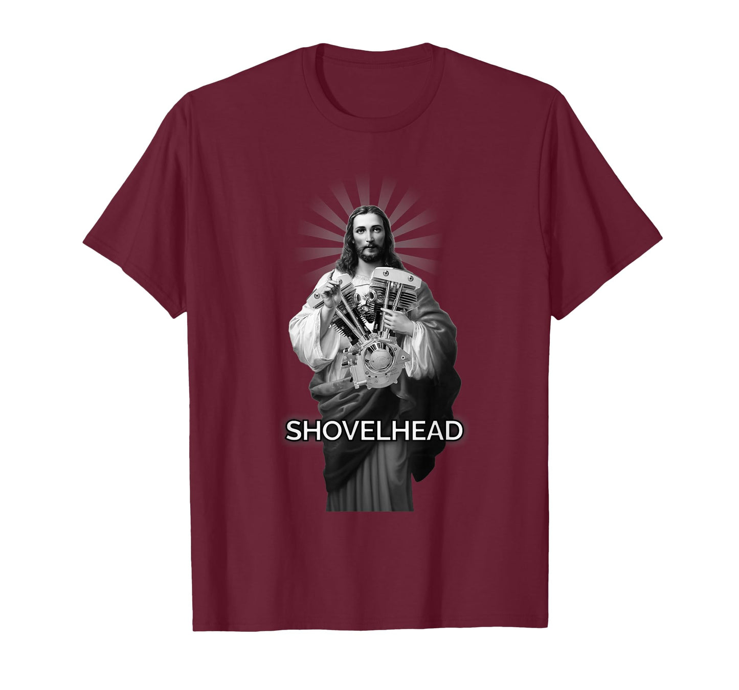 Cone Shovelhead BW HD Jesus Christ Retro Motorcycle Engine T-Shirt