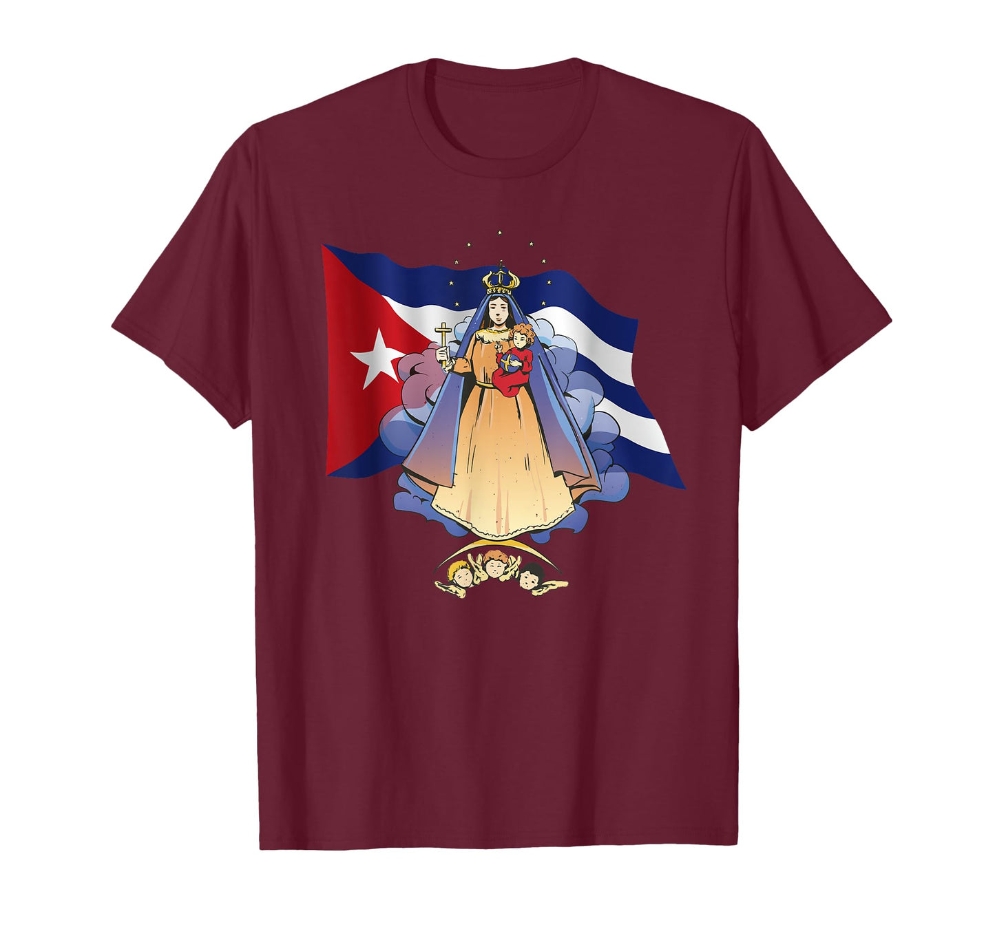 Virgen de la Caridad del Cobre Patrona de Cuba & Cuban Flag T-Shirt