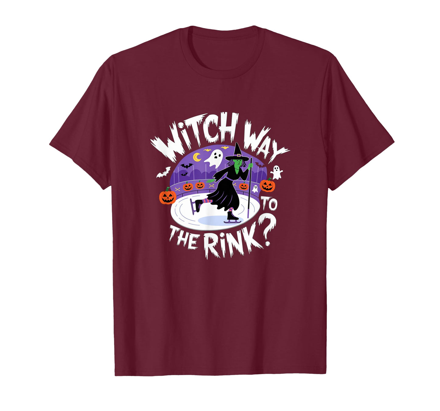 Witch Way to The Rink Funny Spooky Halloween Ice skating T-Shirt