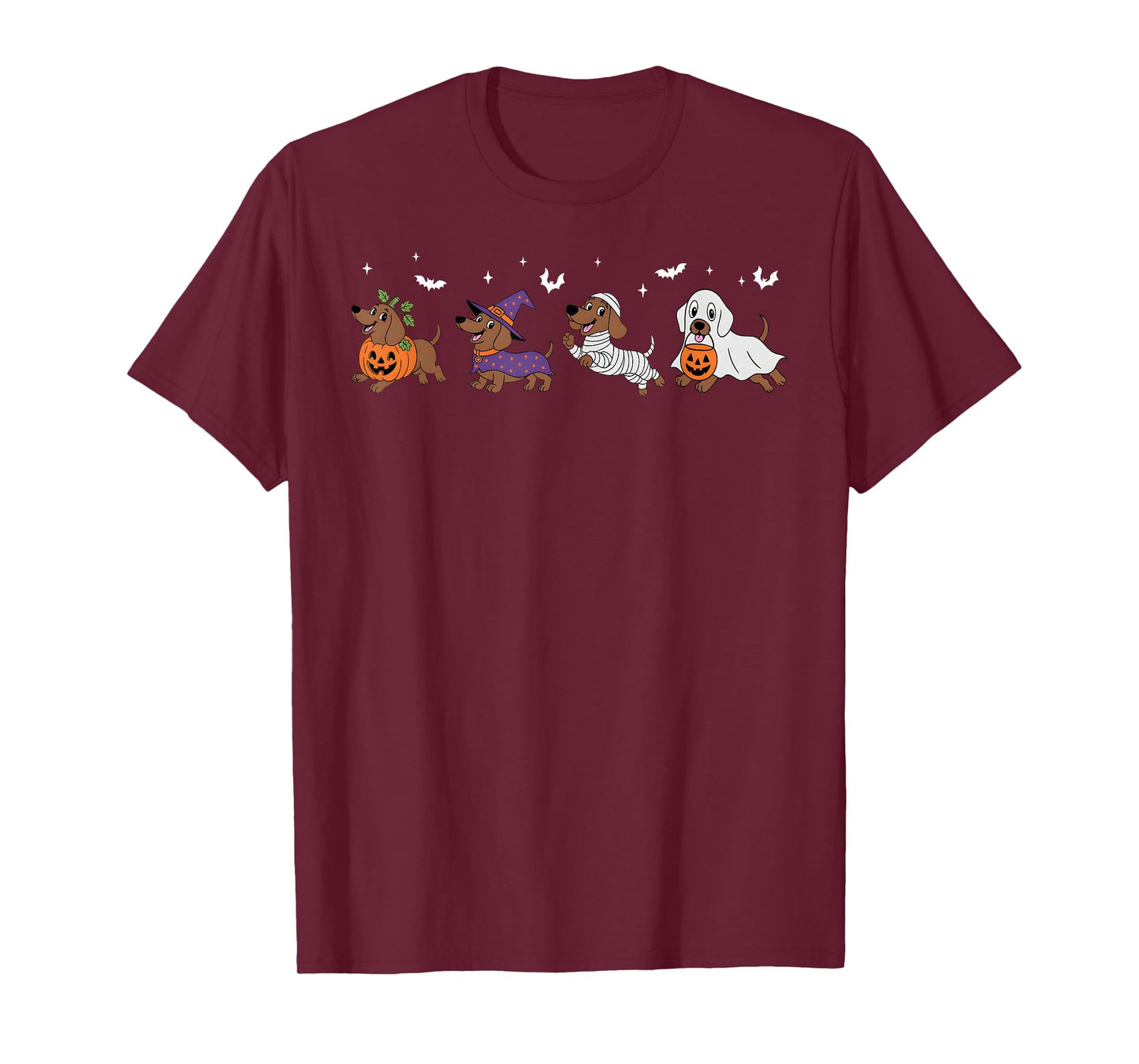 Dachshund Dog Witch Happy Halloweenie Spooky Season T-Shirt