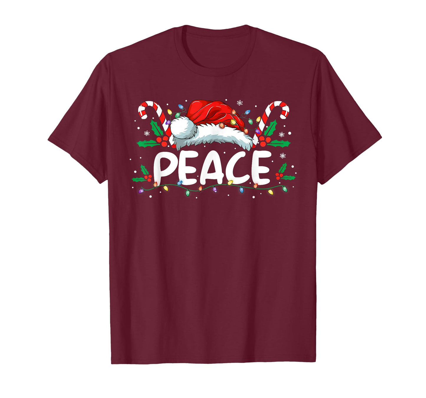 Peace I Come in Peace Christmas Lights Santa Pajamas Couples T-Shirt