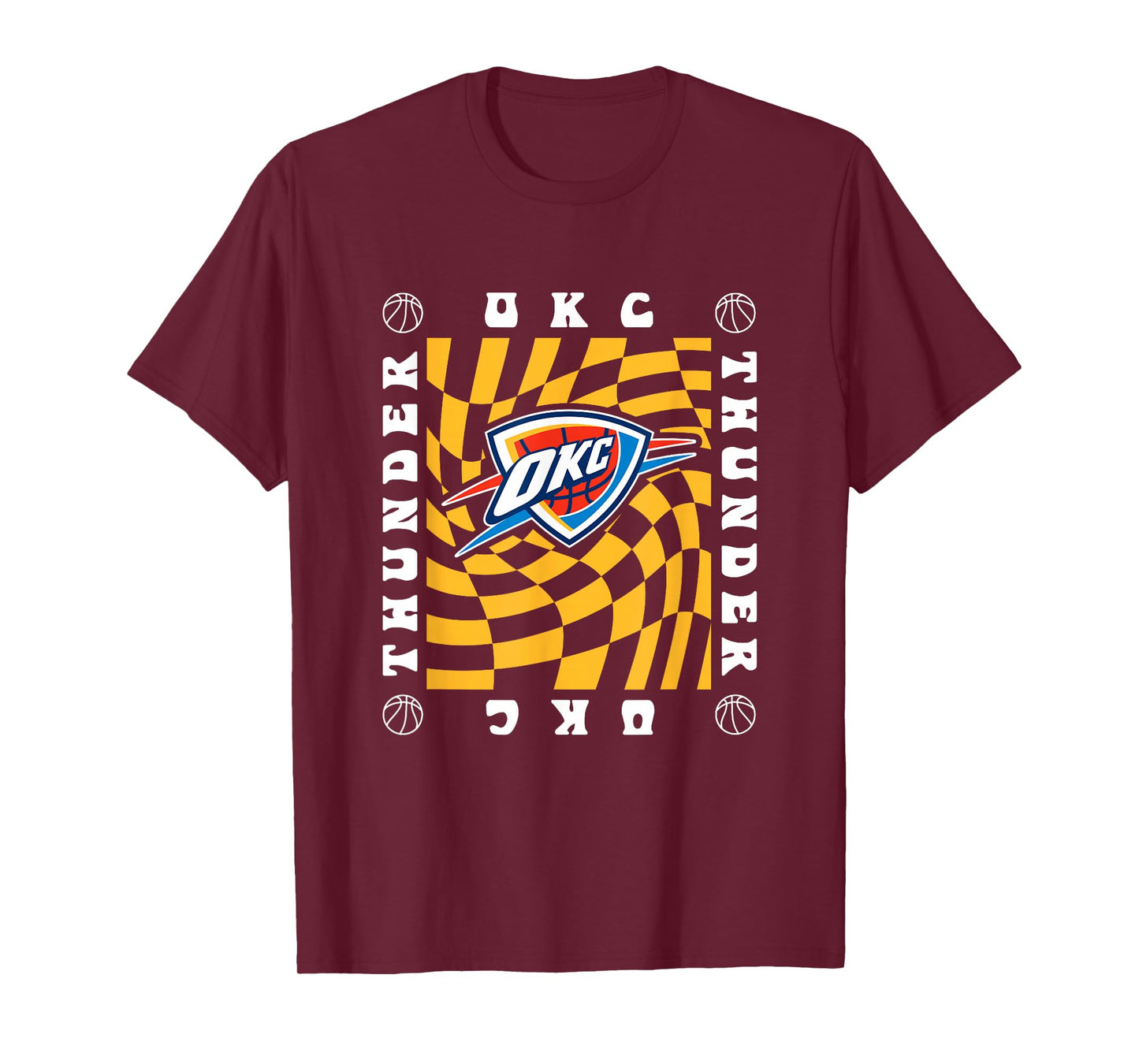 NBA Oklahoma City Thunder Retro Checkerboard Wave T-Shirt