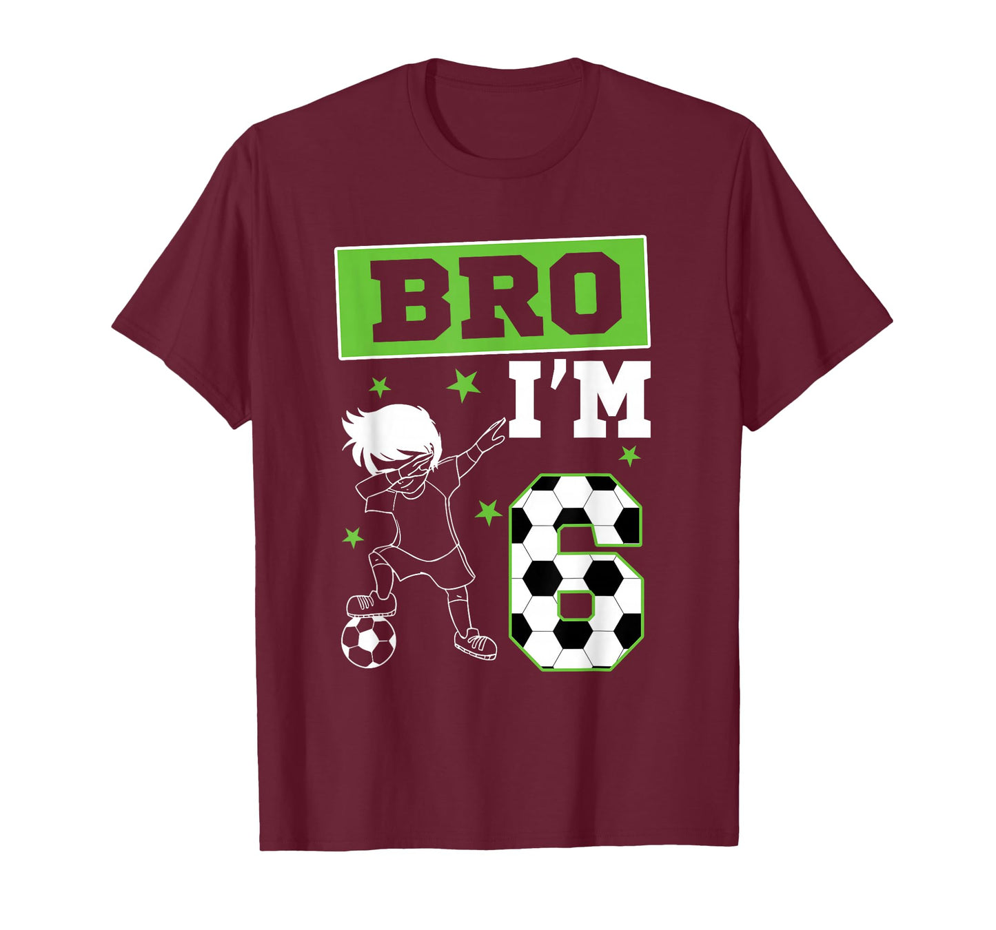 Bro I'm 6th Birthday Boy Soccer Theme Party 6 Year Old T-Shirt