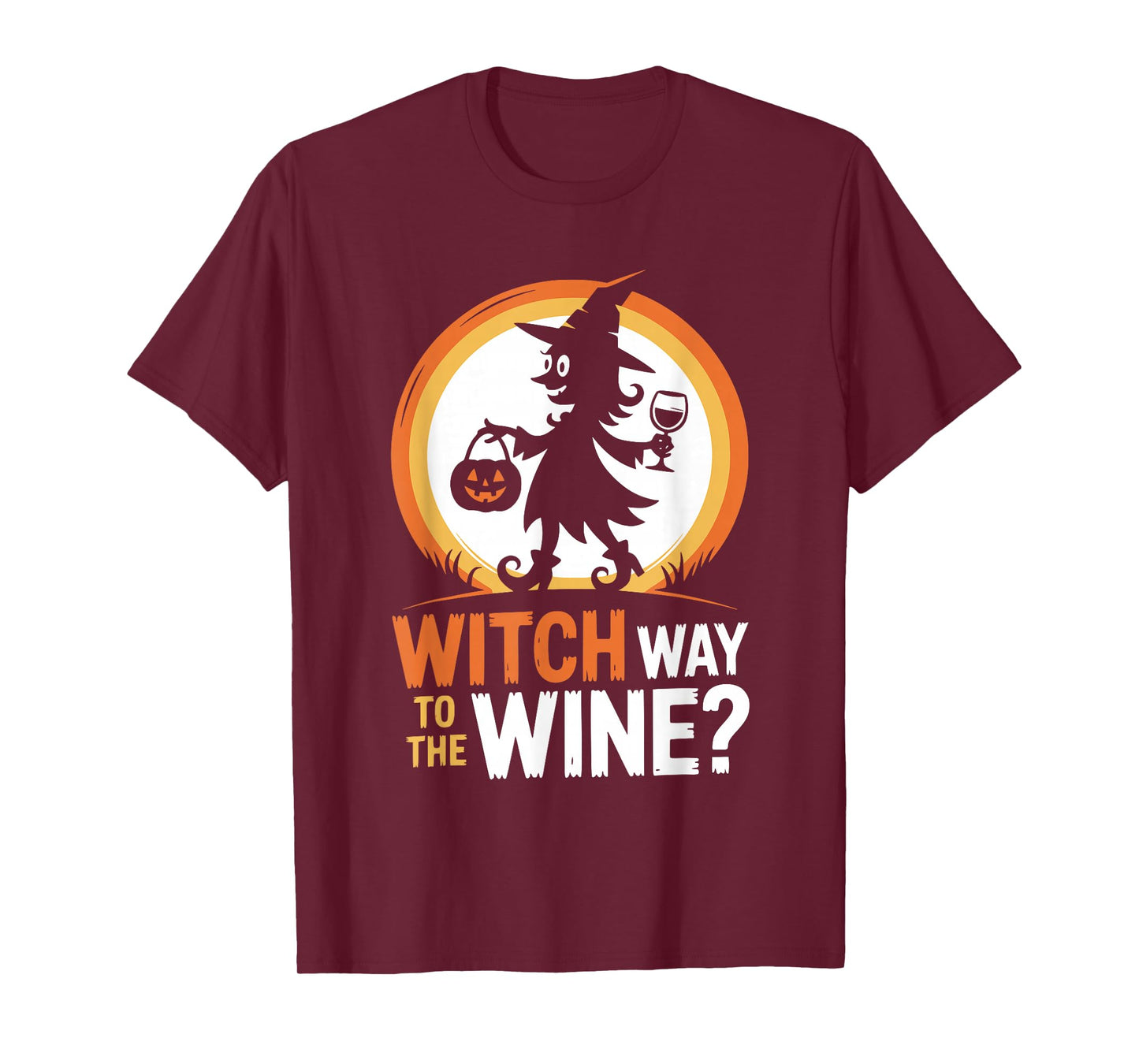 Funny Halloween Witch Way to The Wine Joke Ladies Women T-Shirt