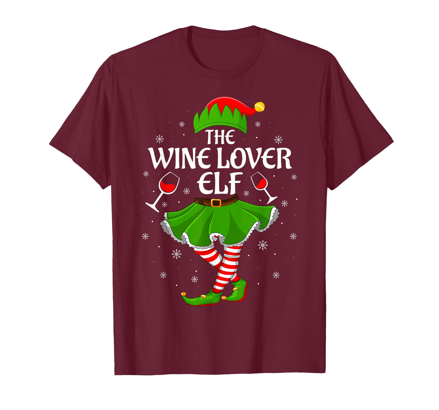 Wine Lover Elf Christmas Family Girls Women Elf Squad Xmas T-Shirt