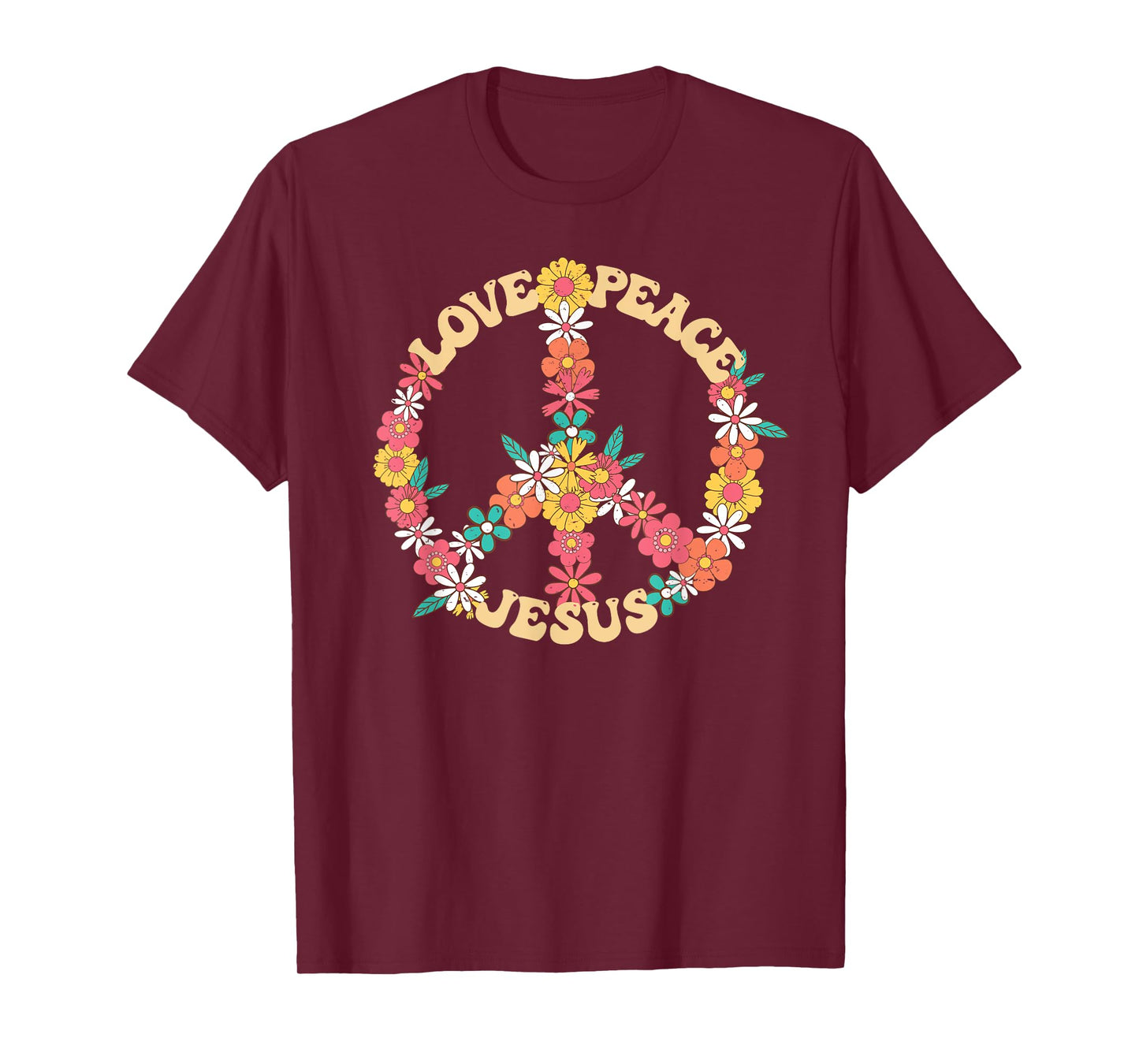 Love peace Jesus christian fun 60s 70s Costume Groovy Hippie T-Shirt