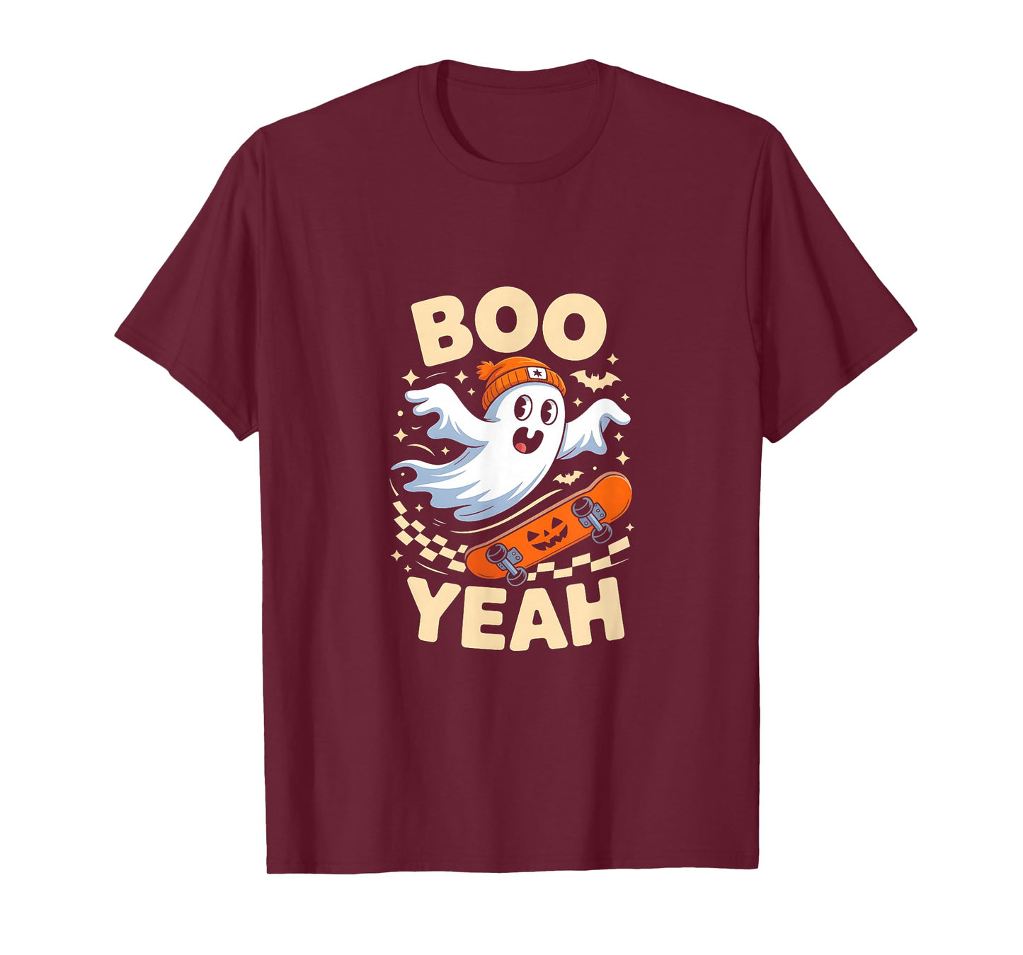 Boo Yeah Halloween Ghost Boys Retro Skateboard Toddler Kids T-Shirt