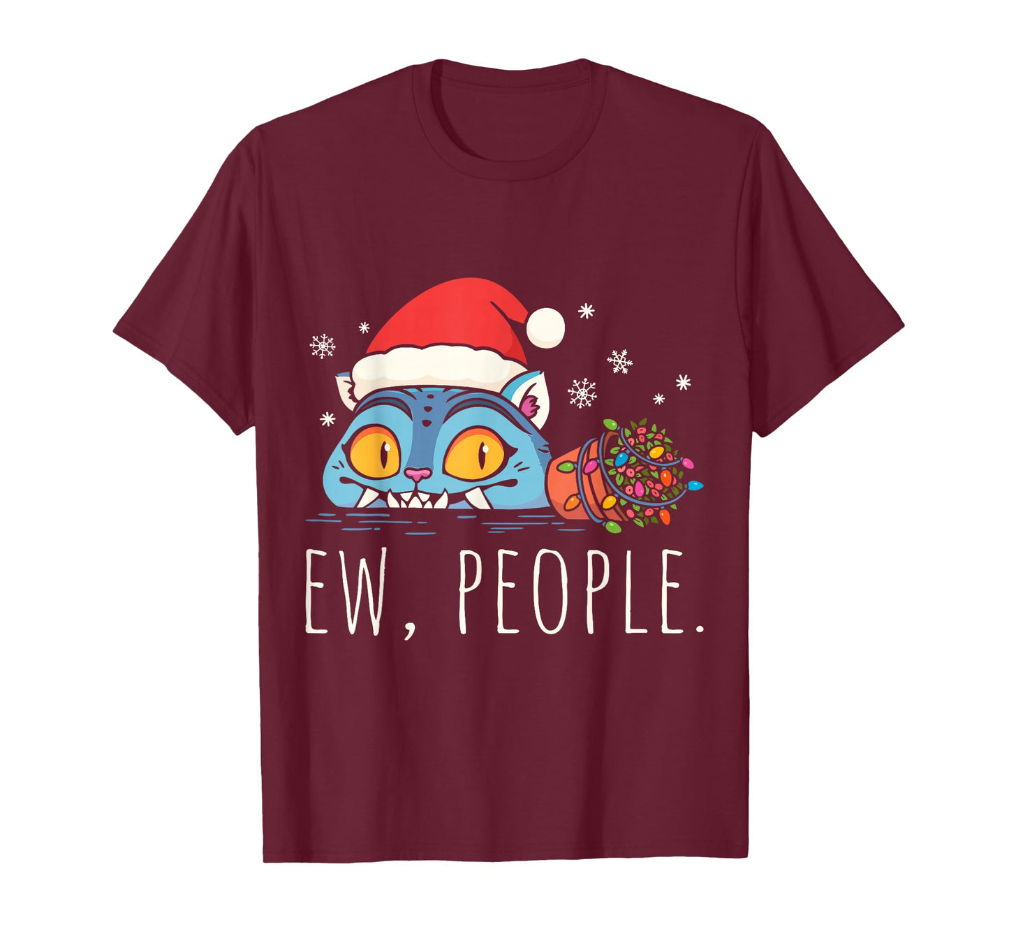 Ew People Christmas Funny Tiger Sarcastic Humor Introvert T-Shirt