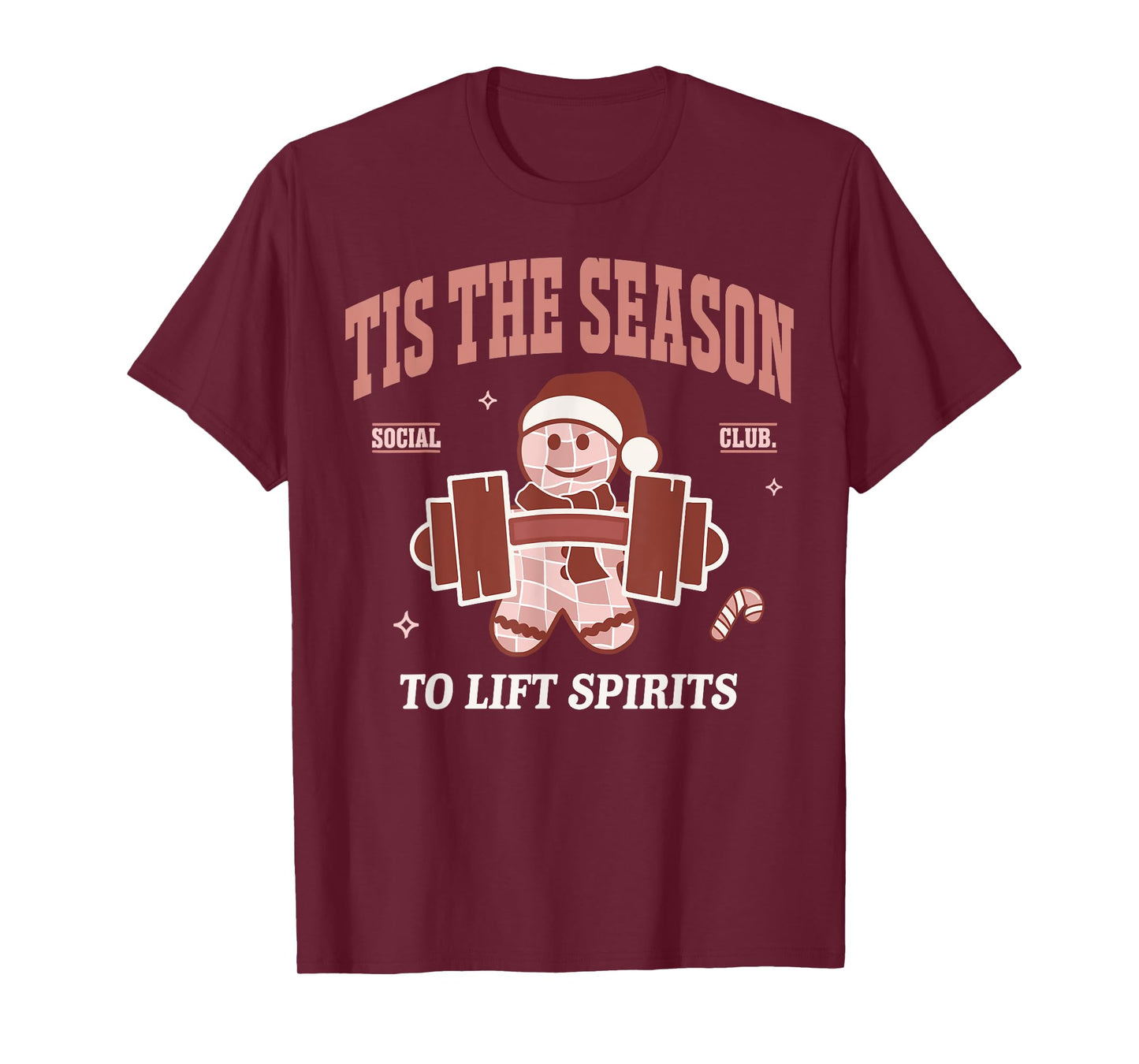 Lift Spirits Funny Weightlifting Christmas Fitness Gym Xmas T-Shirt