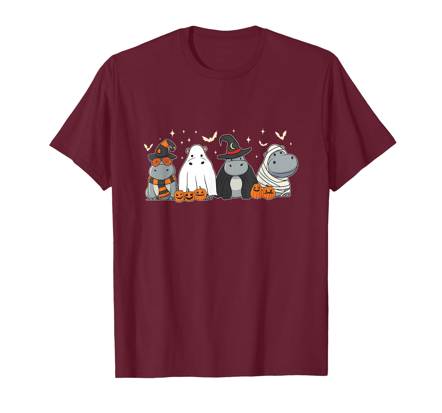Cute Hippo Ghost Witch Zombie Funny Halloween Costume T-Shirt