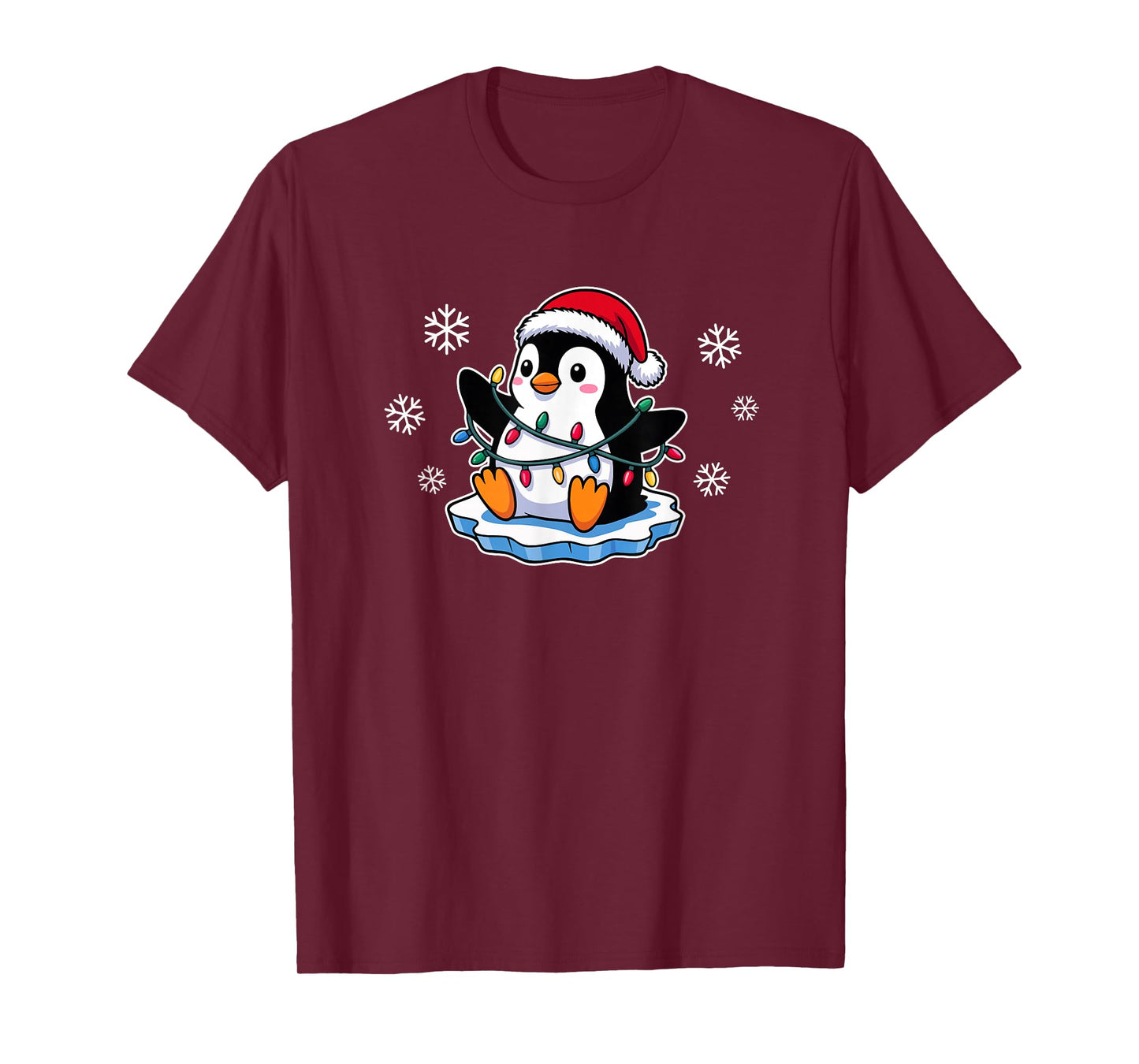 Funny Penguin in Christmas Lights Funny T-Shirt