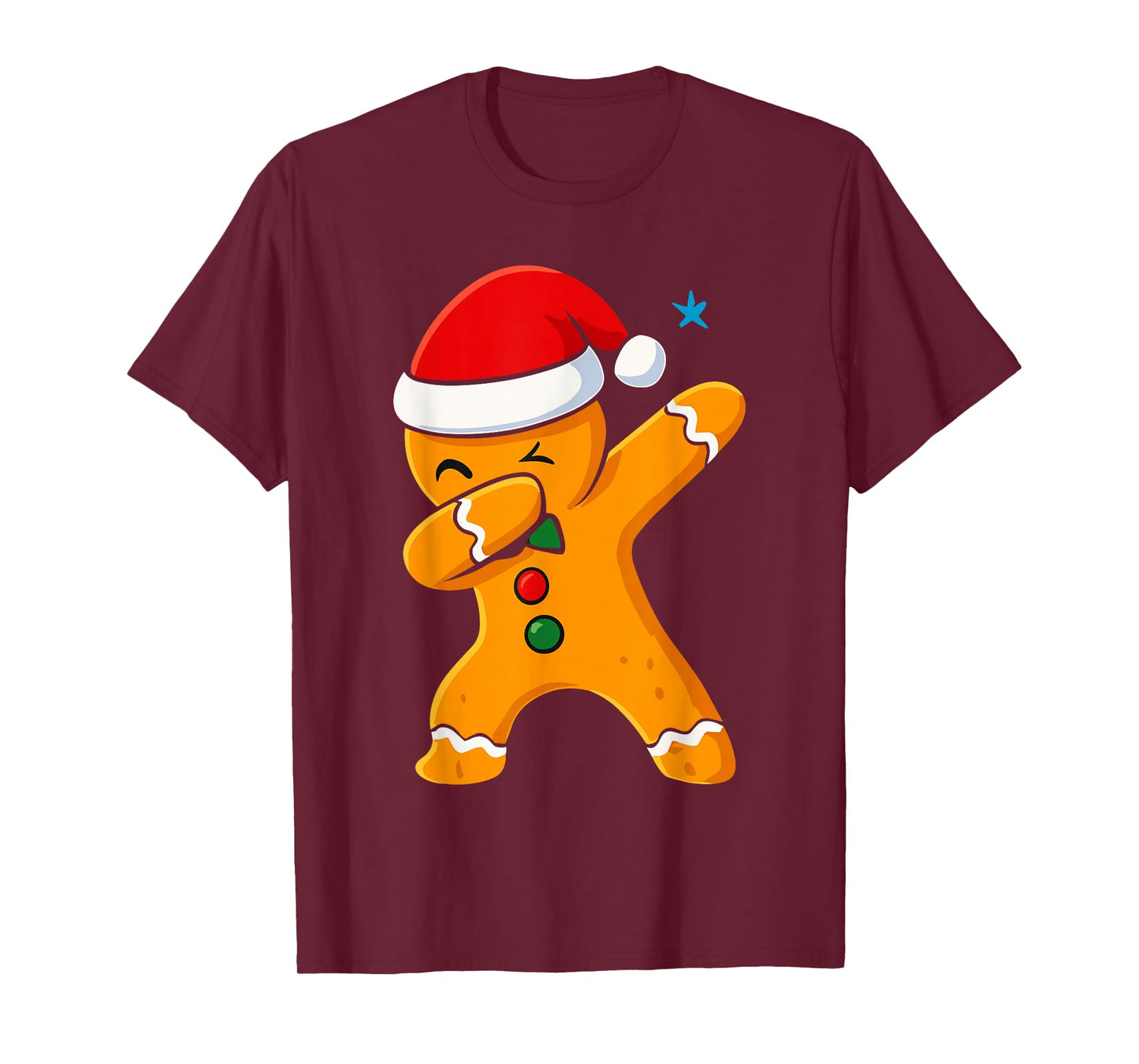 Dabbing Gingerbread Man Costume, Kids Christmas Santa Hat T-Shirt
