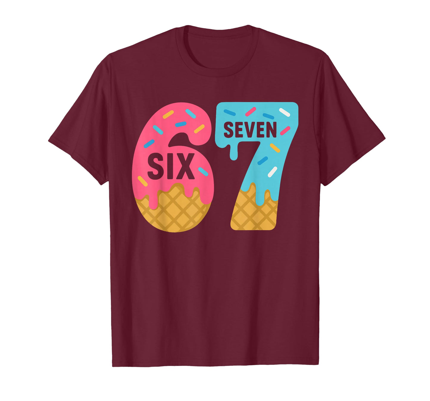 Six Seven Ice Cream Drip Cool Meme 67 Funny Dripping Kids T-Shirt