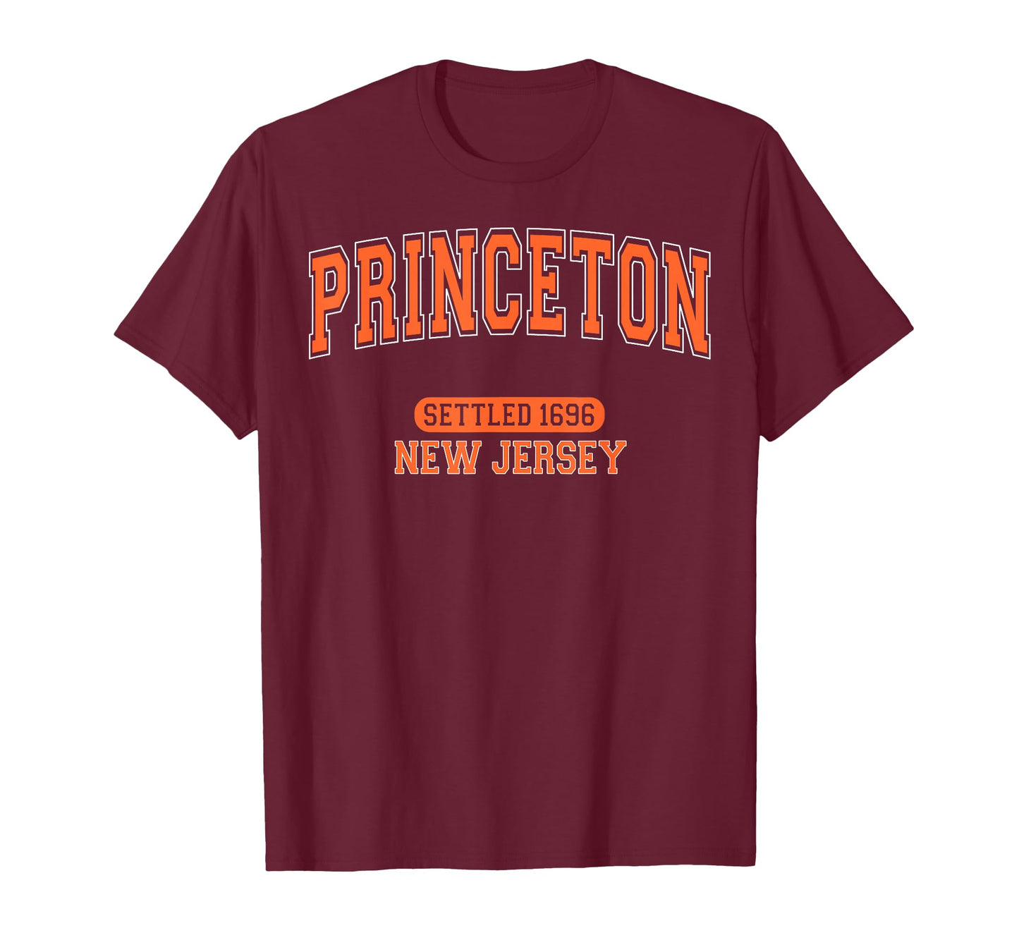 Princeton New Jersey Settled 1696 Vintage Arched Orange T-Shirt