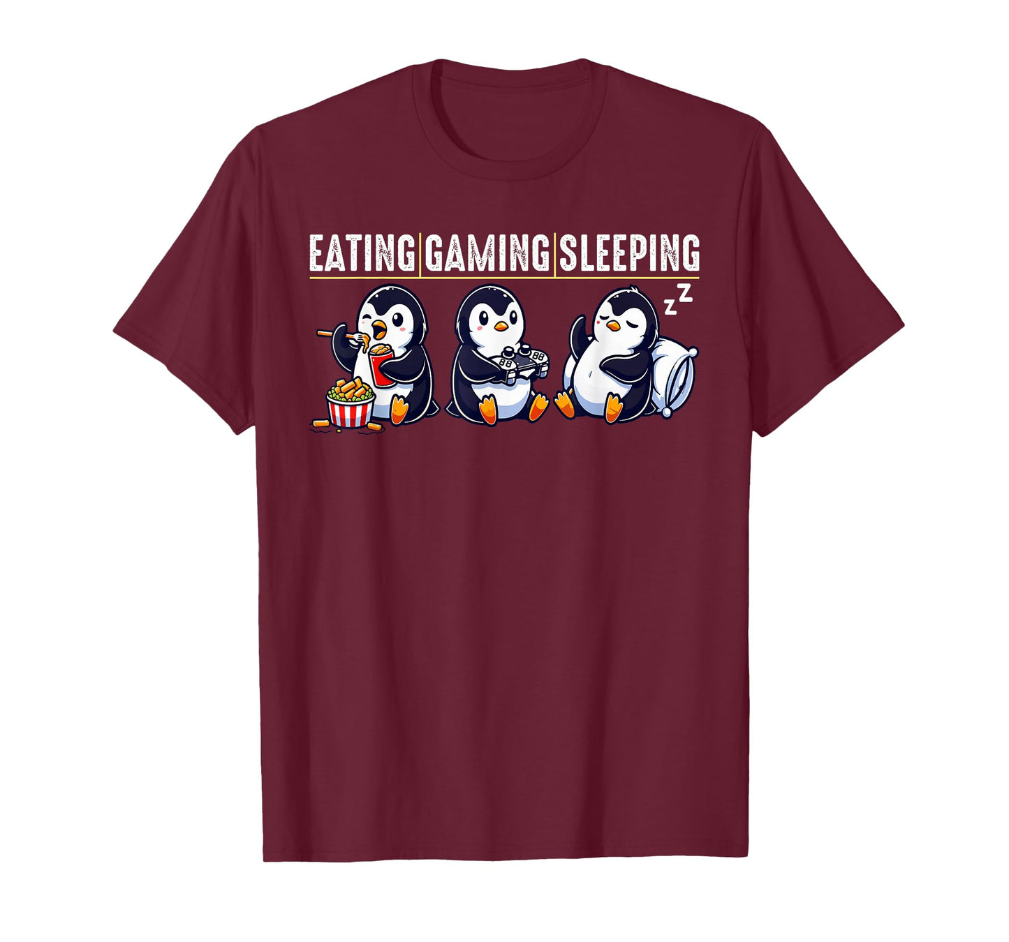 Eating Gaming Sleeping Penguin T-Shirt