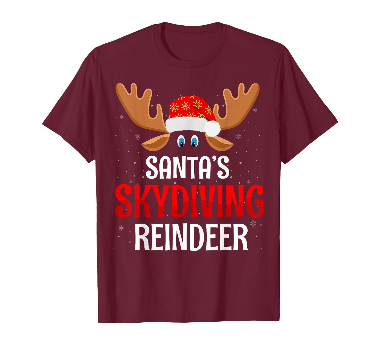 Santa's Skydiving Reindeer Christmas Day Skydiver Adventure T-Shirt