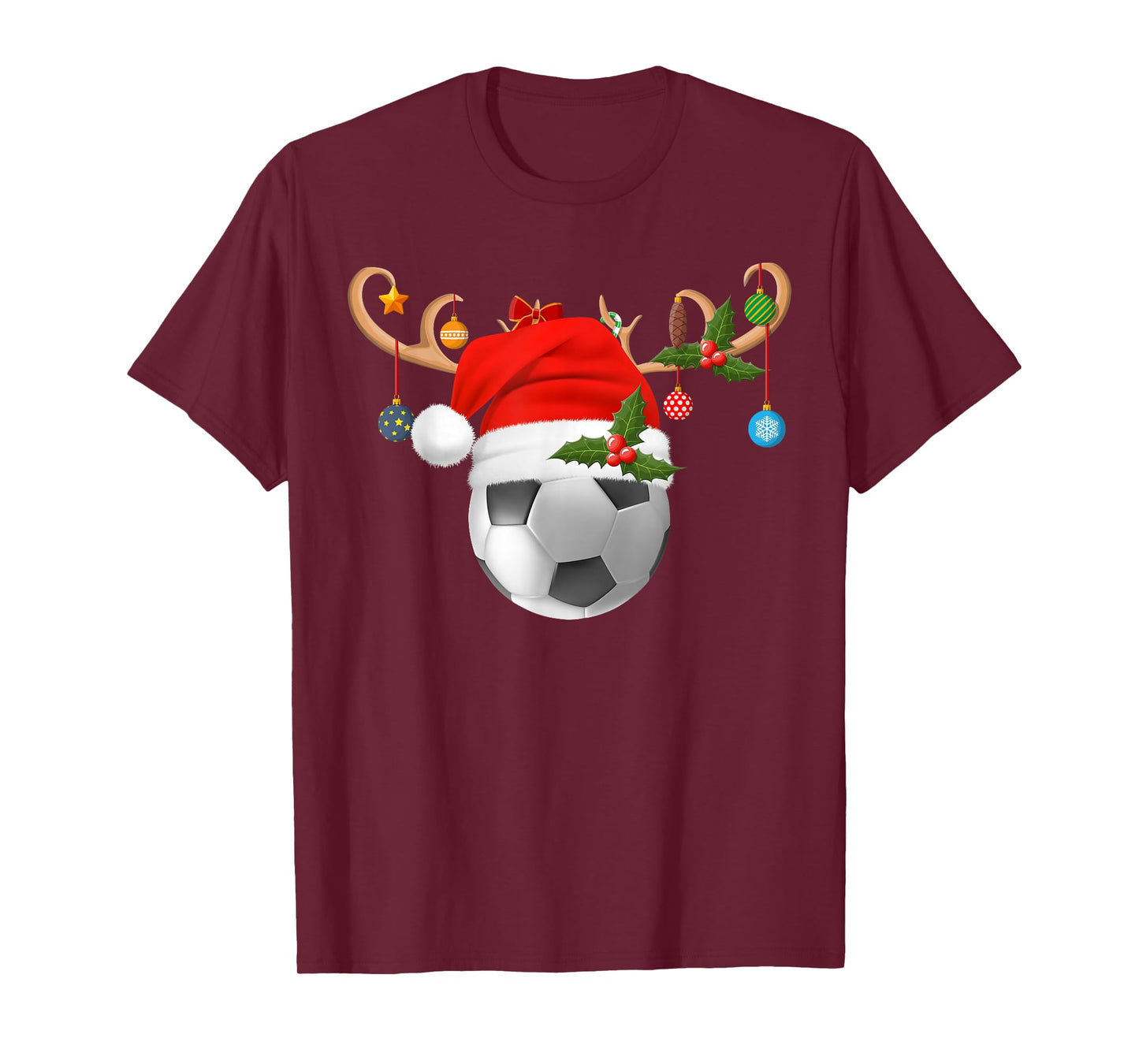 Soccer Christmas Pajamas Reindeer Santa Sports Player Xmas T-Shirt