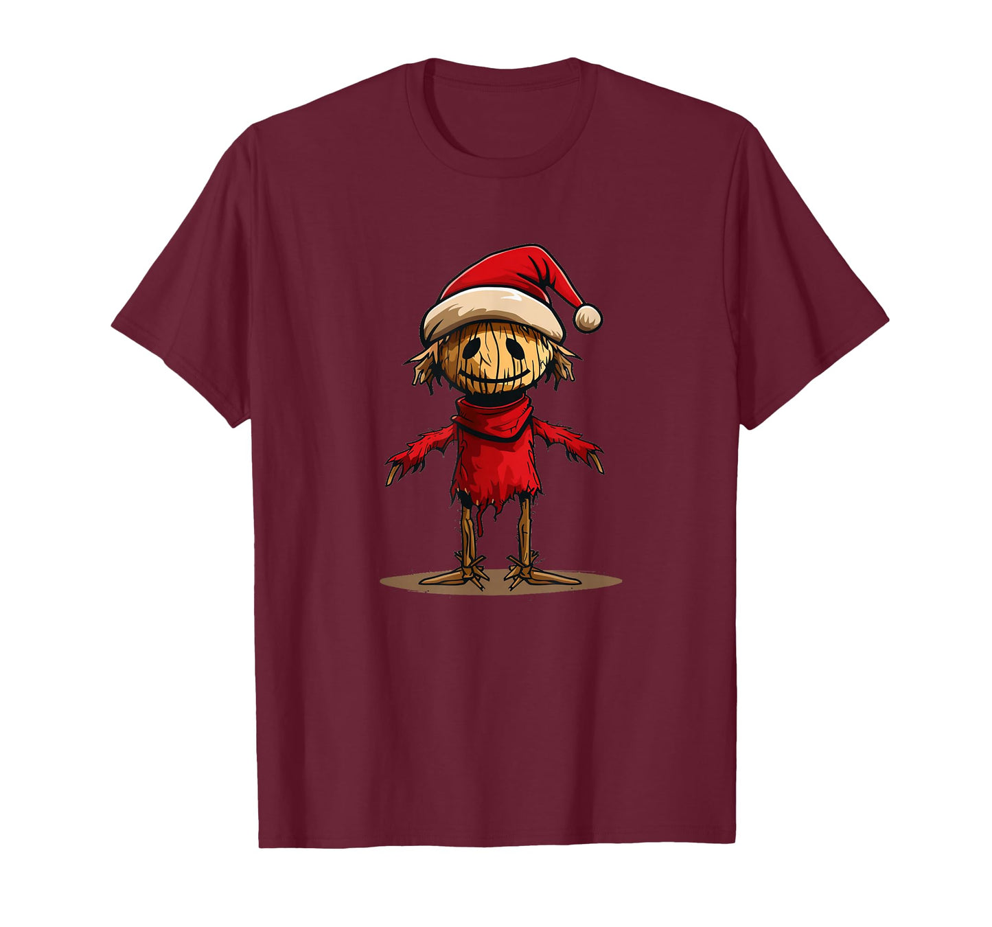 Funny Scarecrow with Santa Claus Hat for Funny Farmer T-Shirt