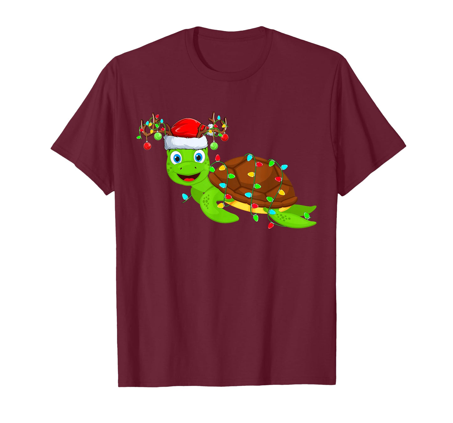 Sea Turtle Christmas Lights Funny Santa Hat Sea Turtle Xmas T-Shirt