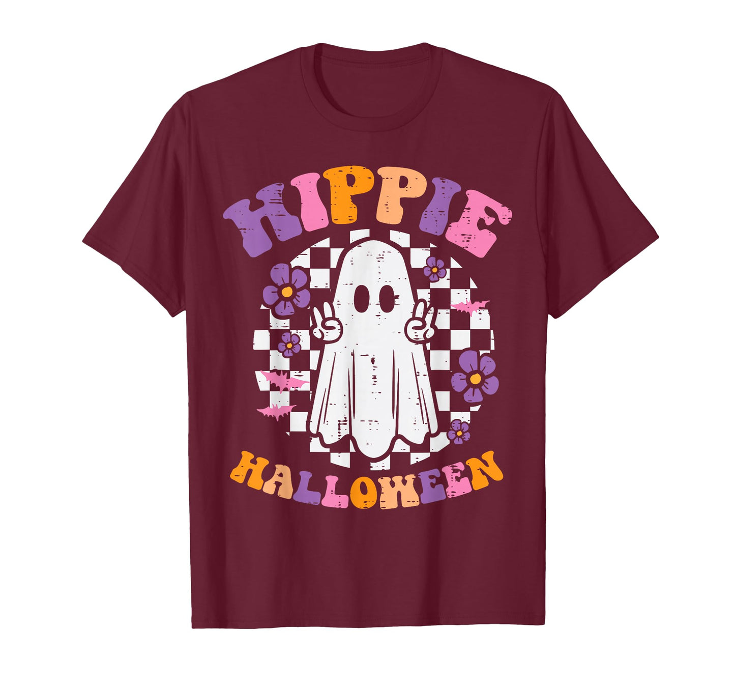 Hippie Halloween Ghost Peace Retro Costume Women Kids Men T-Shirt