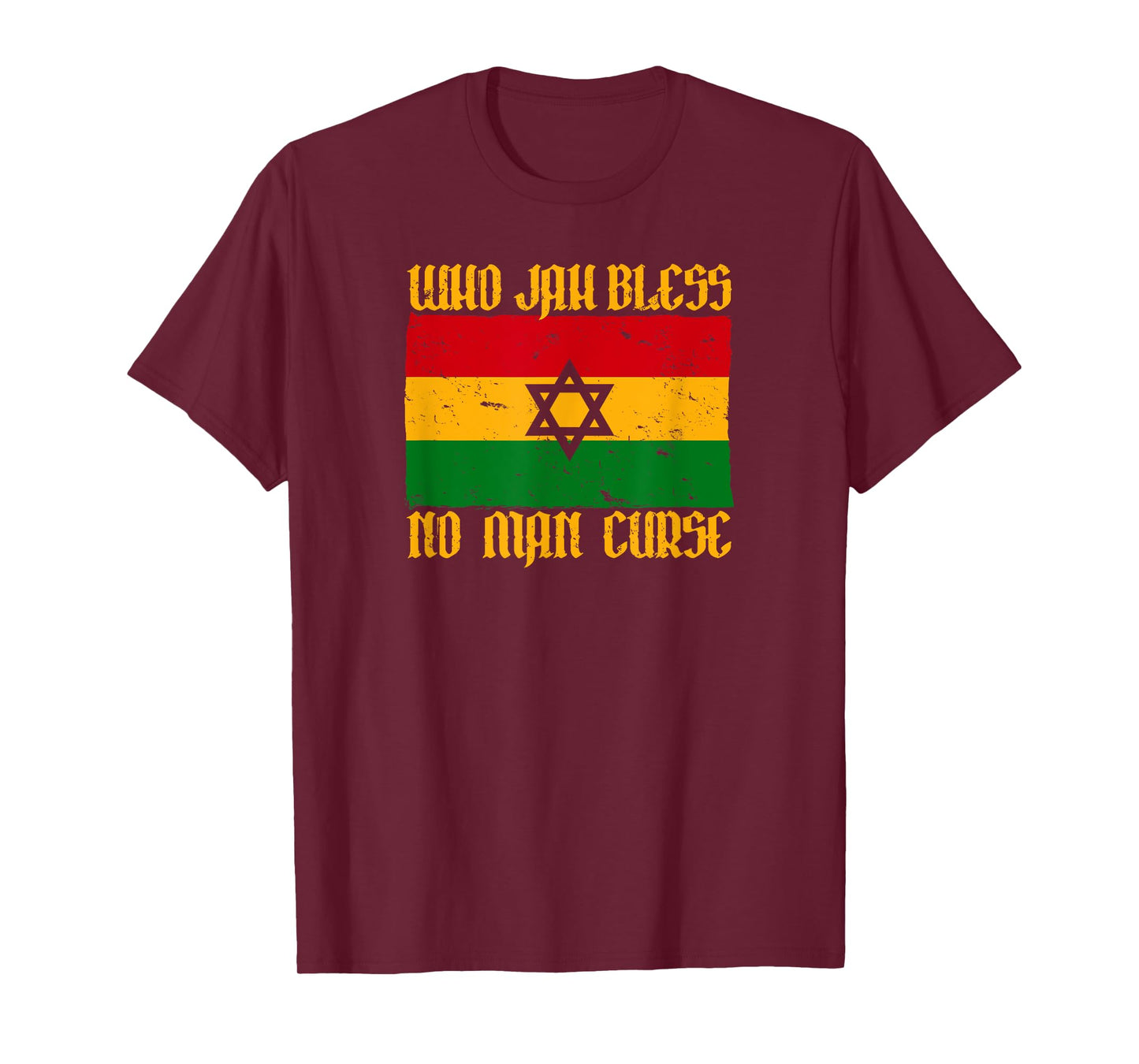 WHO JAH BLESS NO MAN CURSE Roots Reggae Rasta Flag T-Shirt