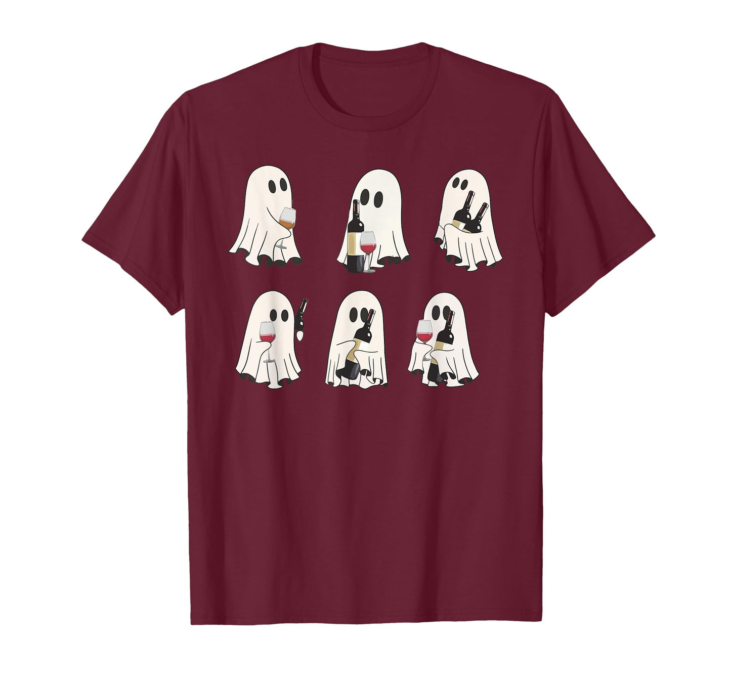 Halloween Ghost Wine Ghost Cute Lace Ghost Halloween Spooky T-Shirt