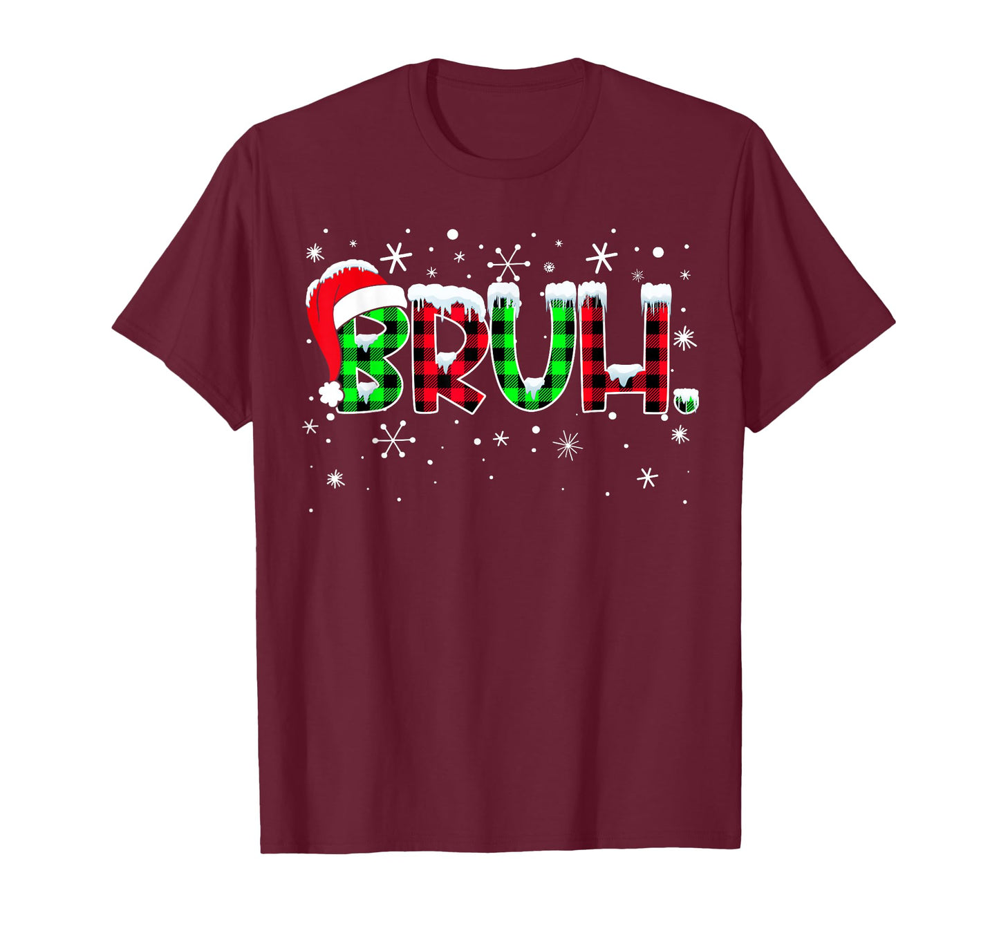 Bruh Funny Christmas Plaid Teens Boys Kids Xmas Pajamas T-Shirt