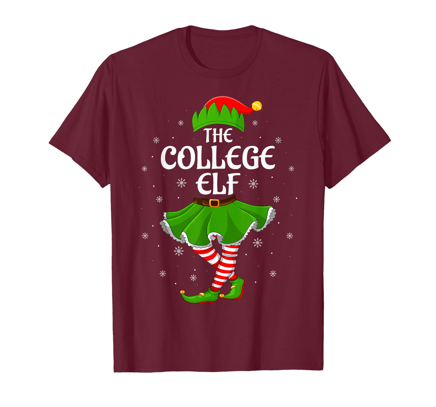 College Elf Christmas Family Girls Women Elf Squad Xmas T-Shirt