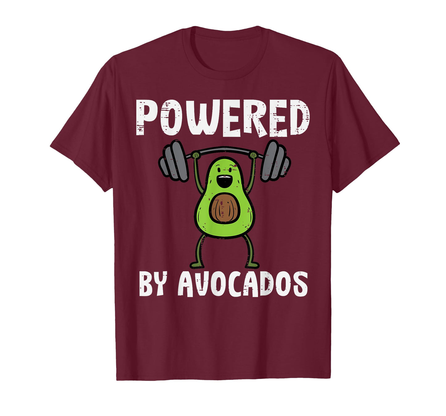 Gym Powered By Avocados Weightlifting Fun Workout Women Men T-Shirt