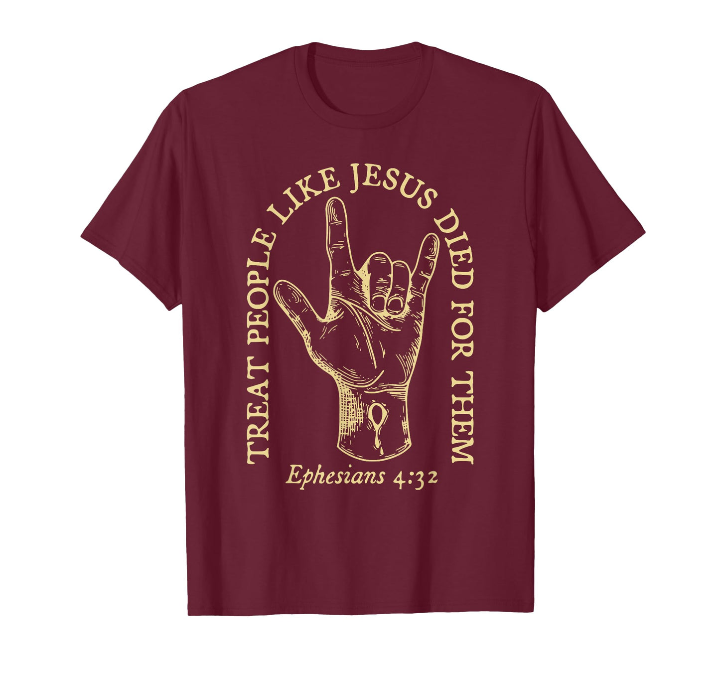 treat people like jesus died for them retro rock sign hand T-Shirt