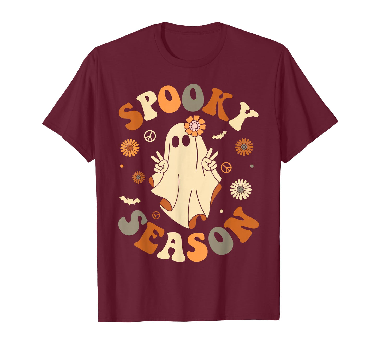 Spooky Season Happy Halloween Retro Ghost Spooky Women Girls T-Shirt