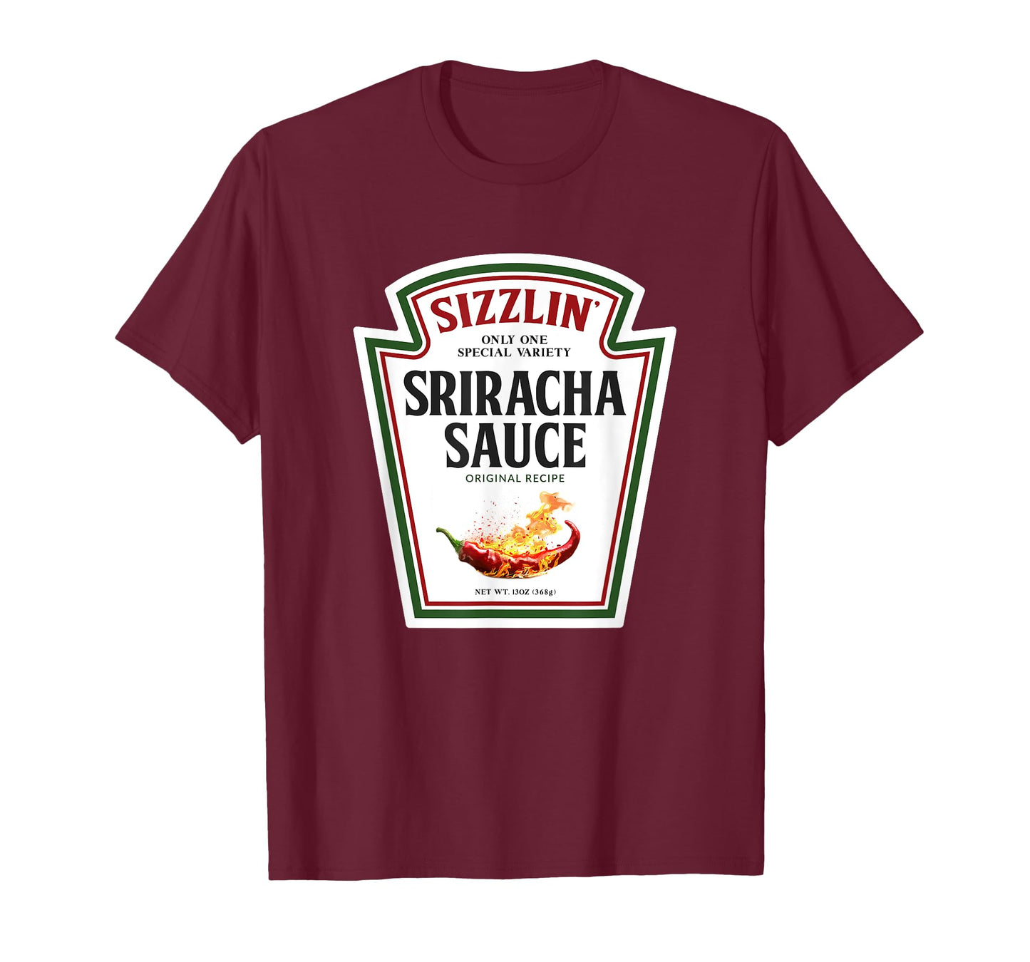 Sizzling Sriracha Sauce Funny Bottle Label Condiment design T-Shirt