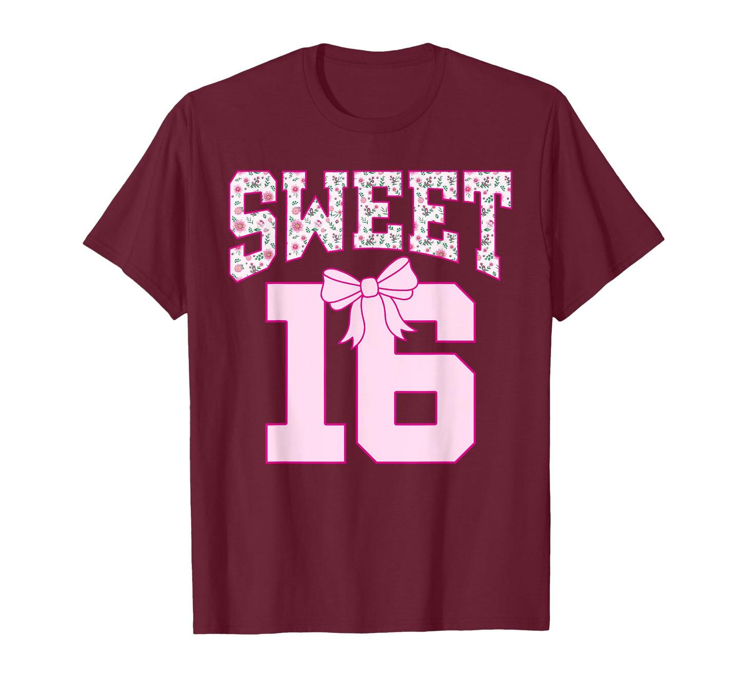 Sweet 16 Coquette Bow Groovy Pink Floral 16th Birthday T-Shirt